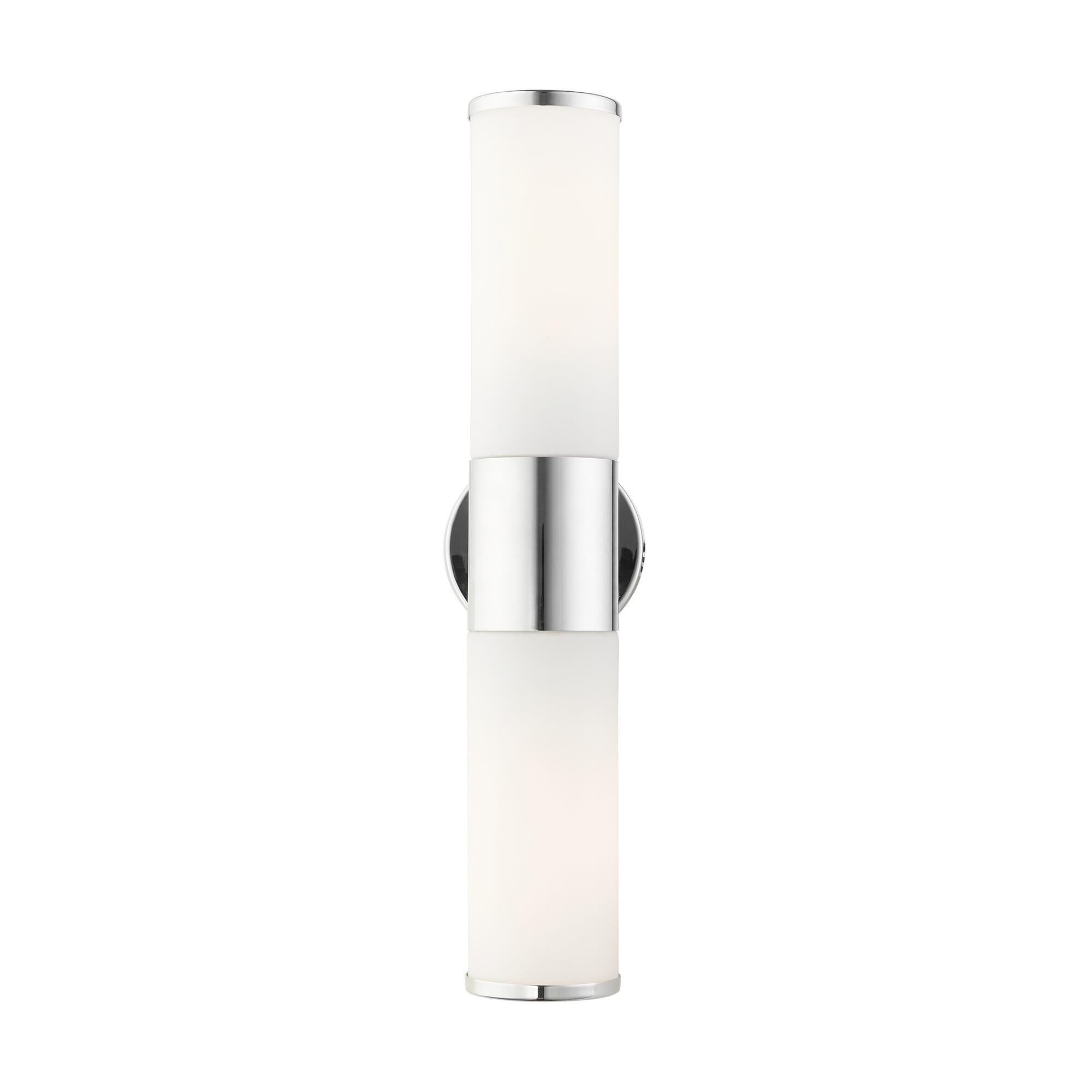 Shown in Polished Chrome finish and Satin Opal White glass