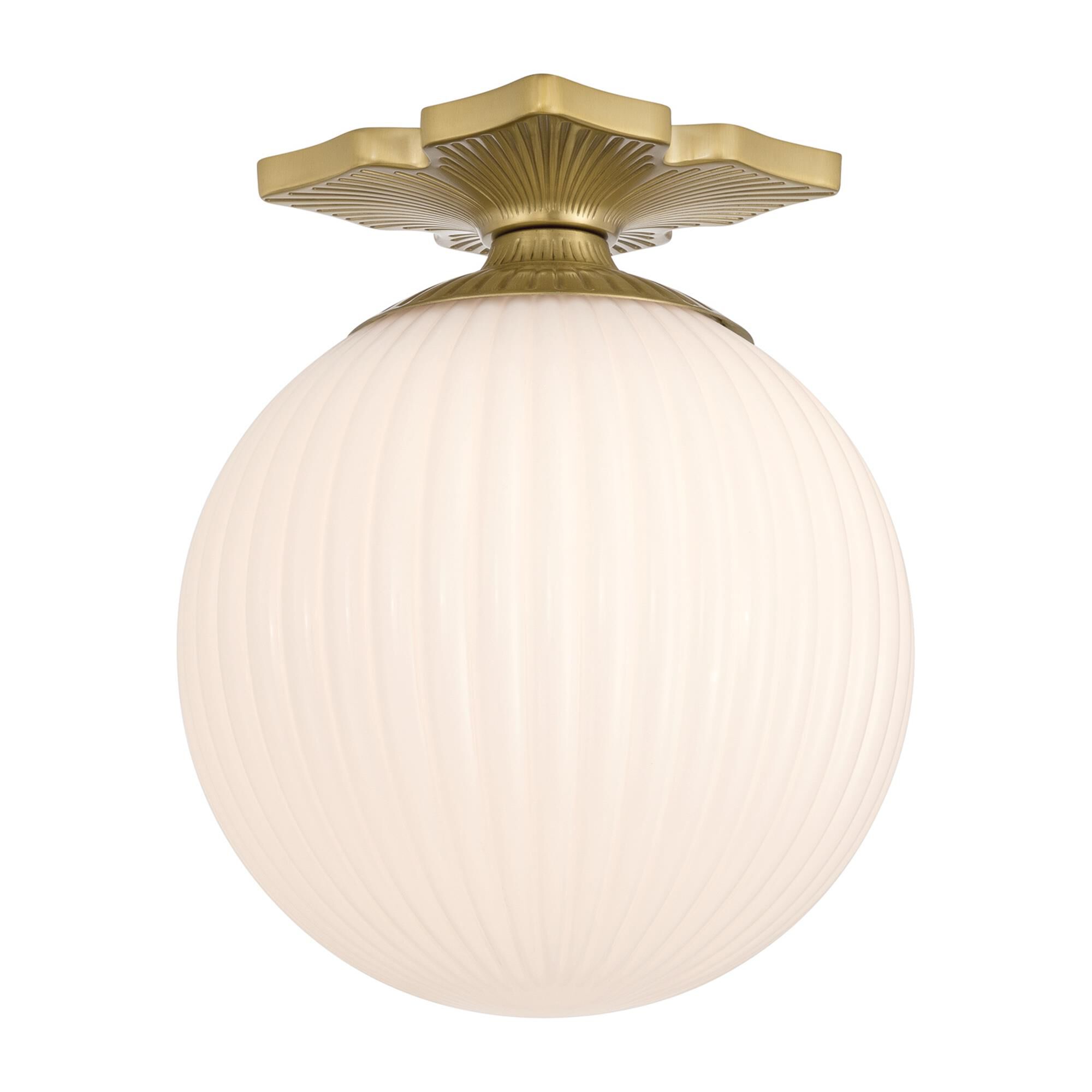 Shown in Aged Brass finish and Ribbed glass and Ribbed Glass shade