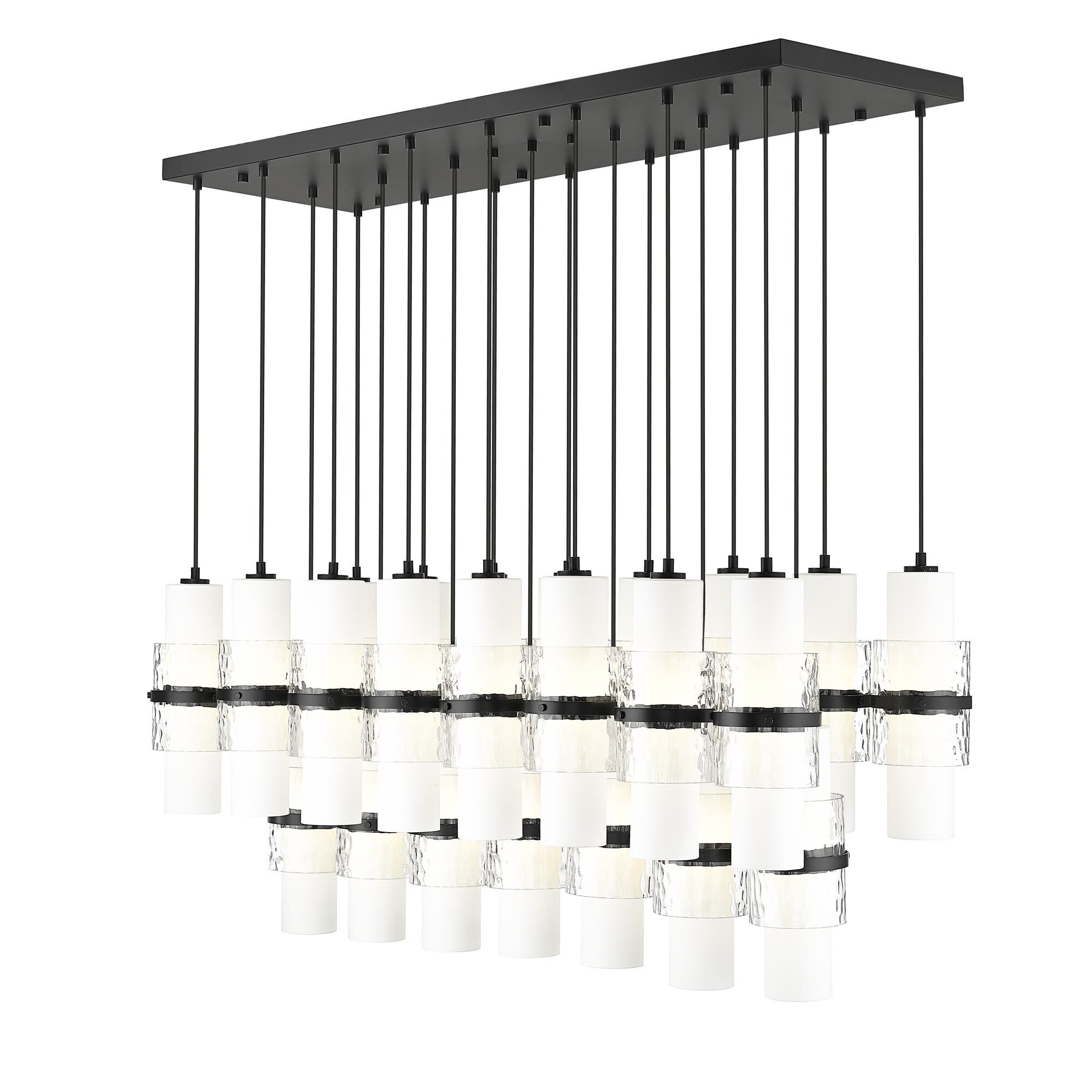 Shown in Matte Black finish and Clear + Etched Opal glass and Clear + Etched Opal shade