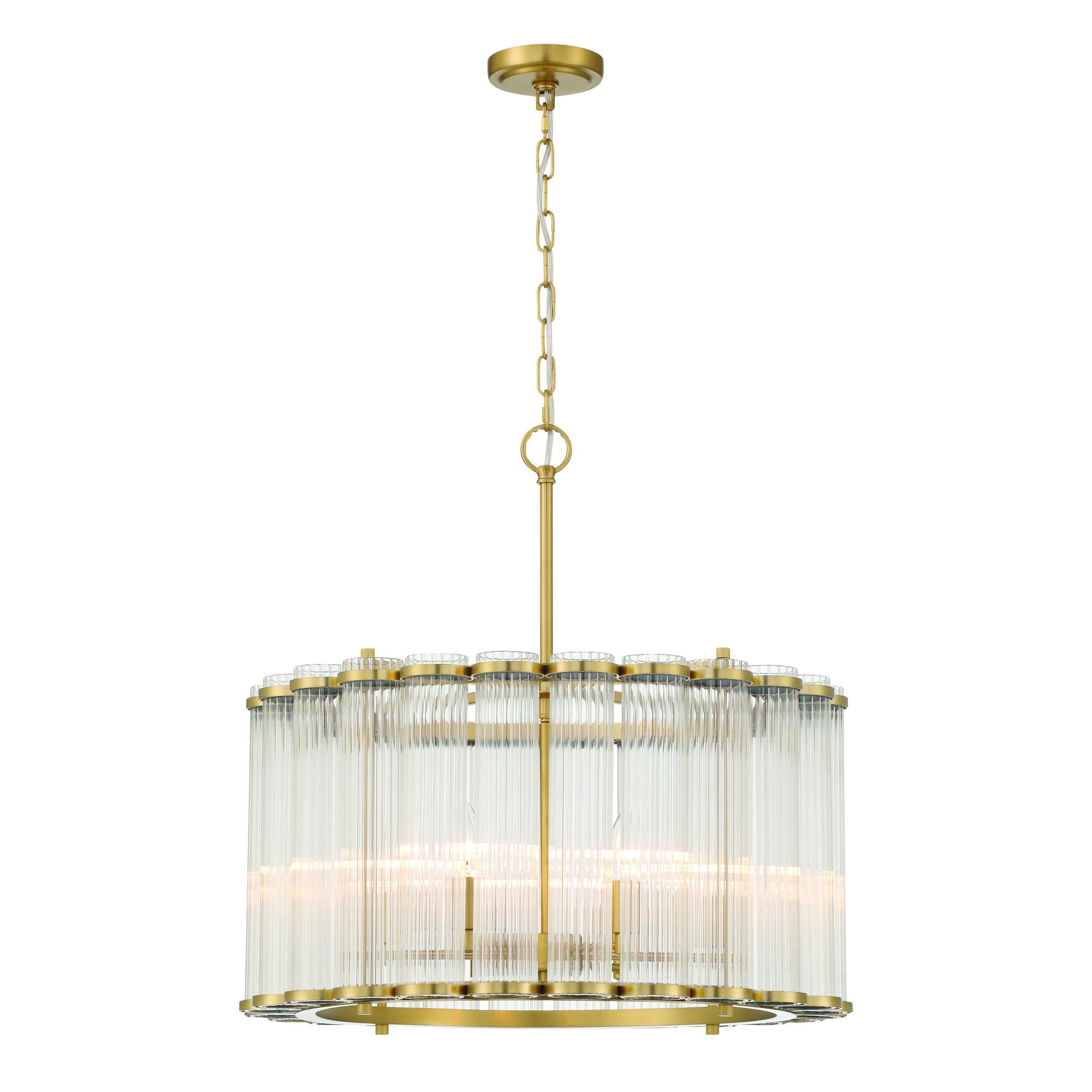 Shown in Gold finish and Clear  glass
