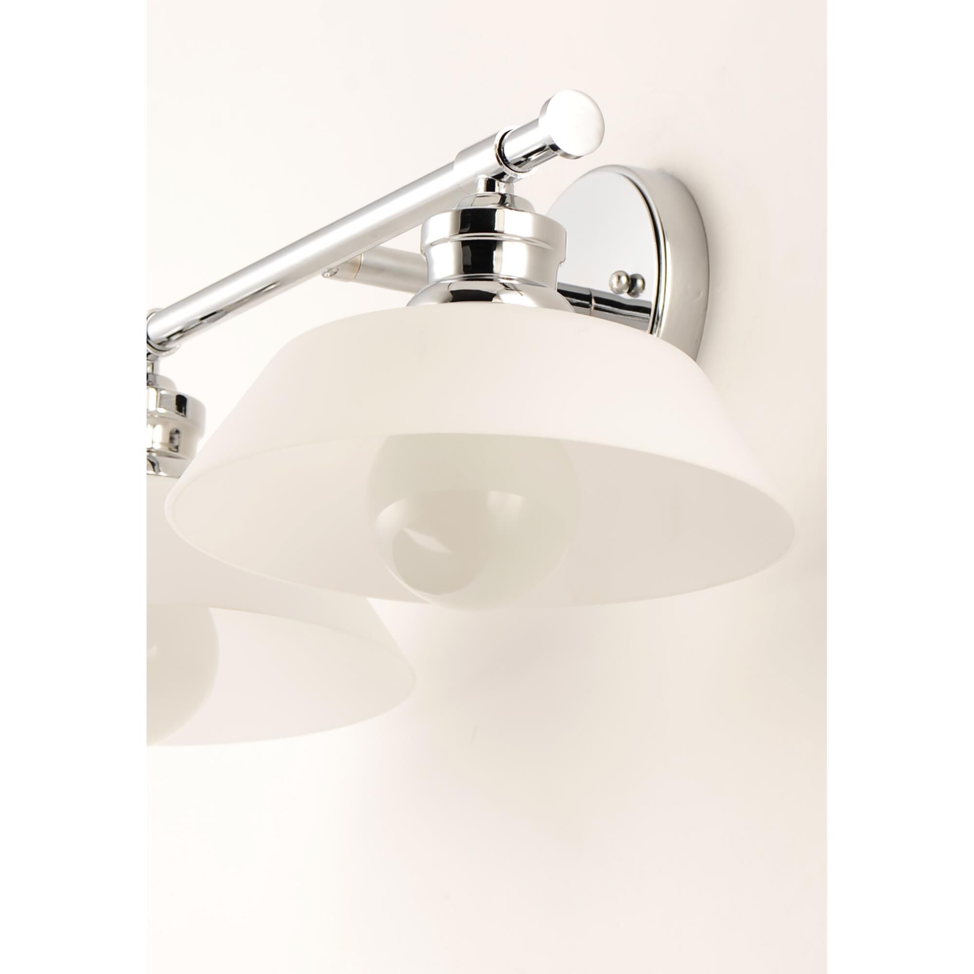 Shown in Polished Chrome finish and Satin White glass