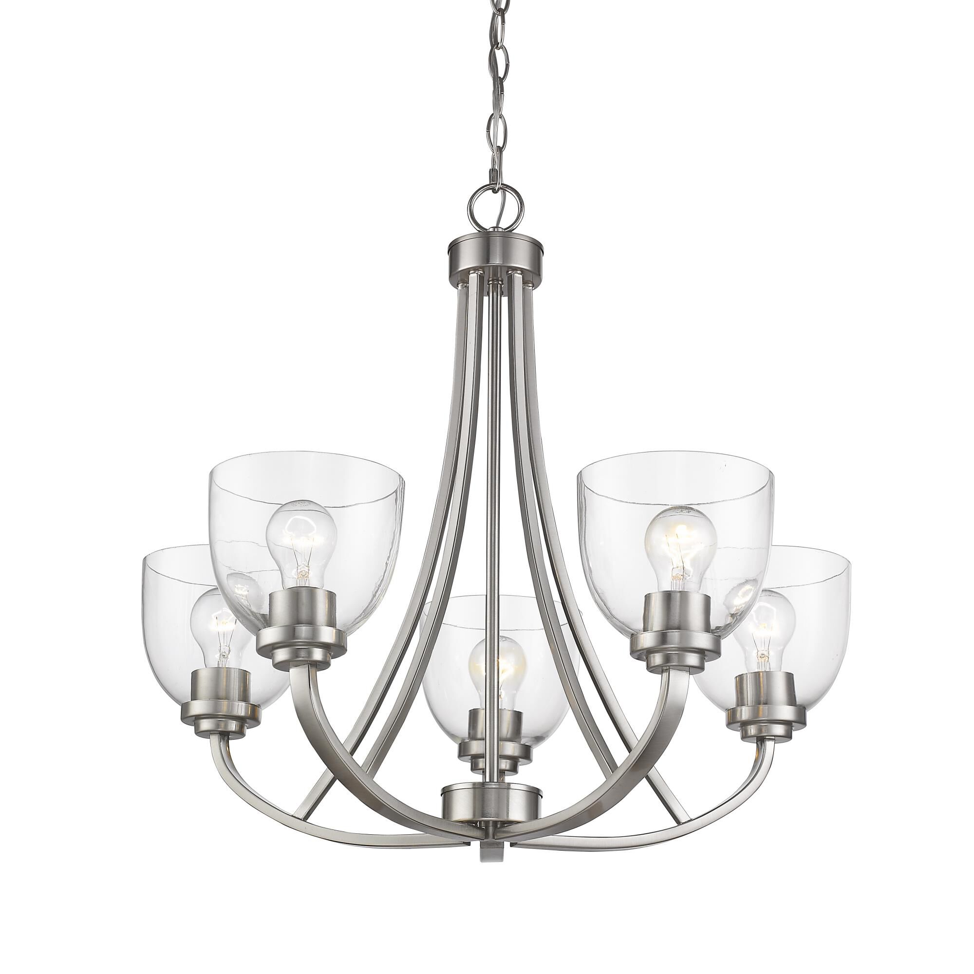Shown in Brushed Nickel finish and Glass shade