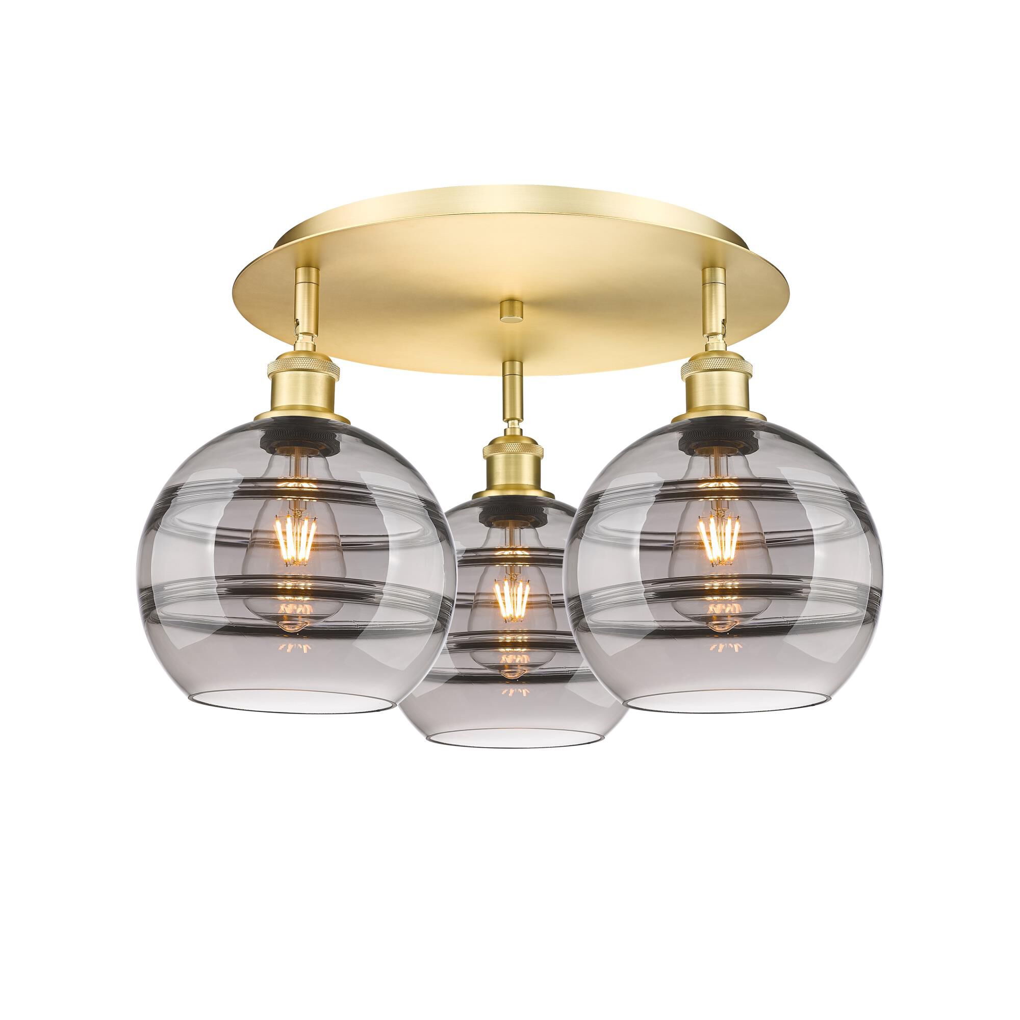 Shown in Satin Gold finish and Light Smoke glass
