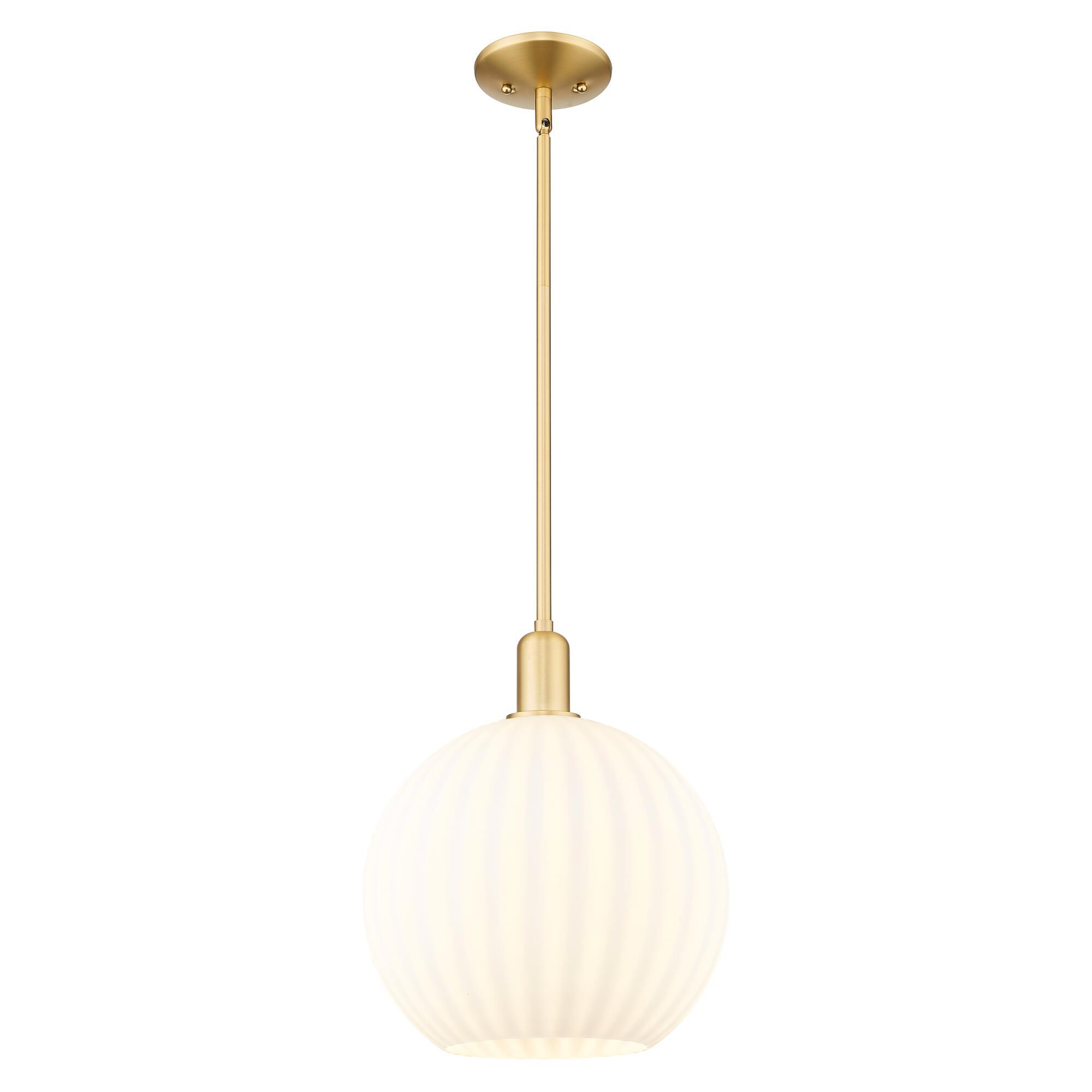 Shown in Satin Gold finish and White Venetian glass