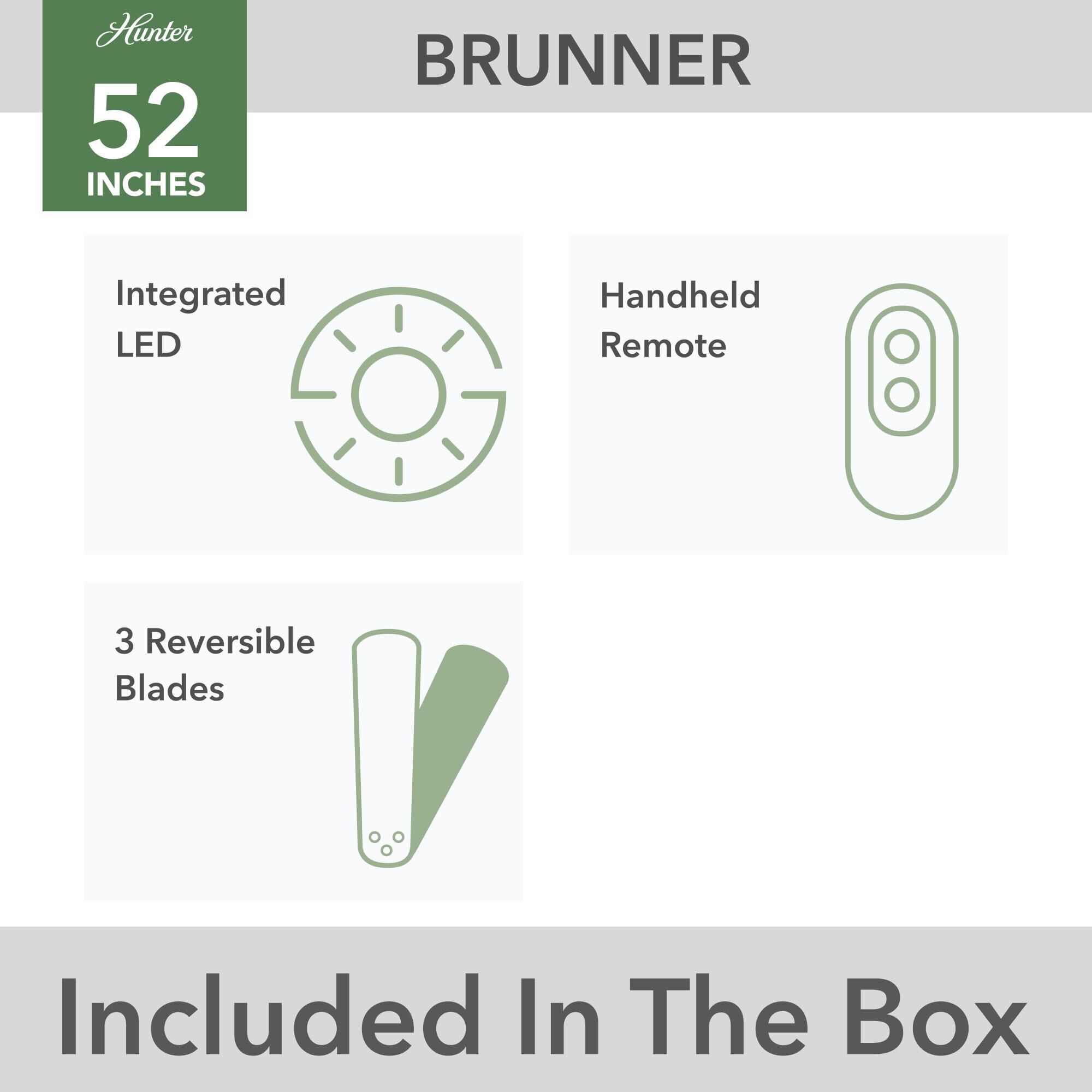 Brunner 52 Inch Ceiling Fan with Light Kit by Hunter Fan