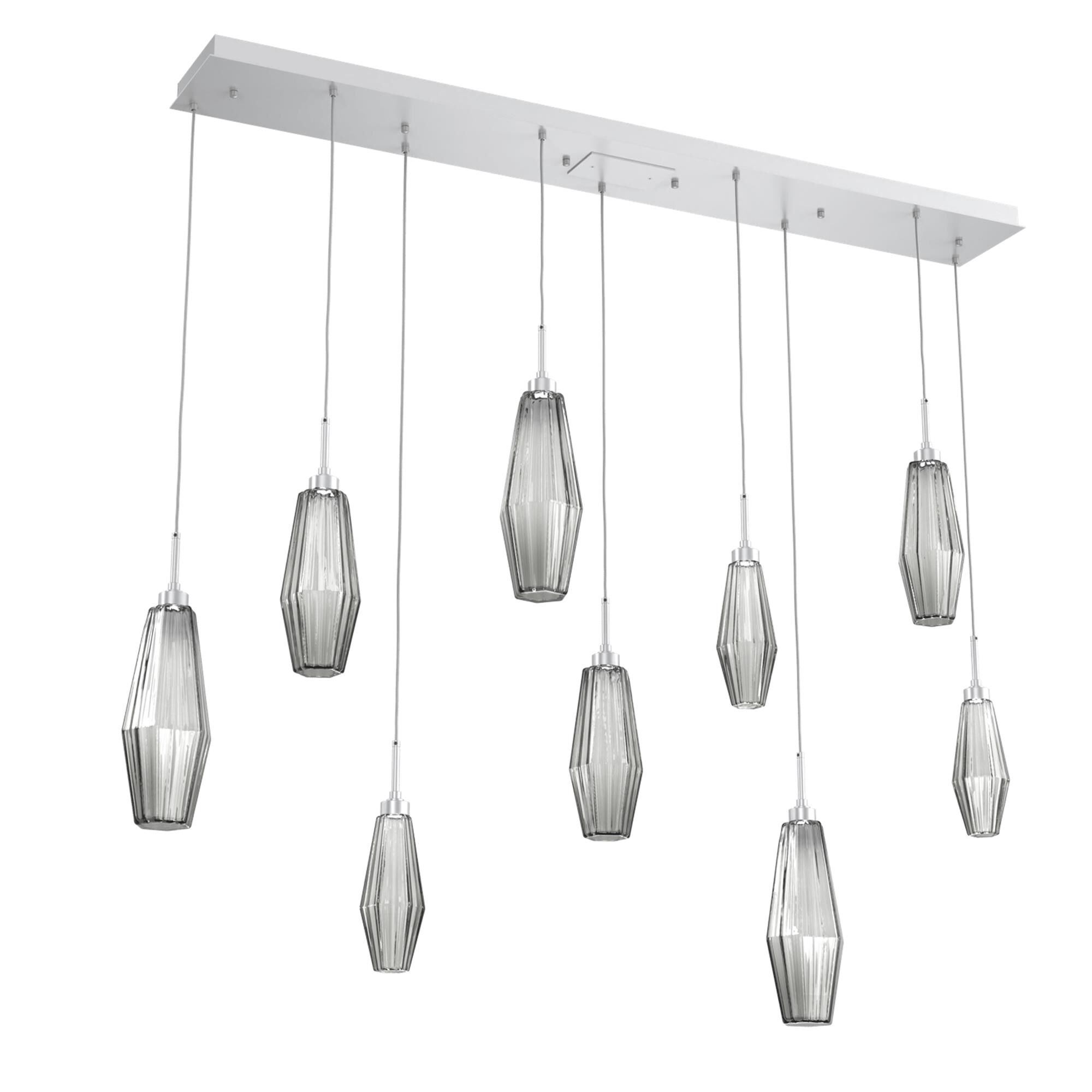 Shown in Classic Silver finish and Optic Rib Blown And Smoke glass