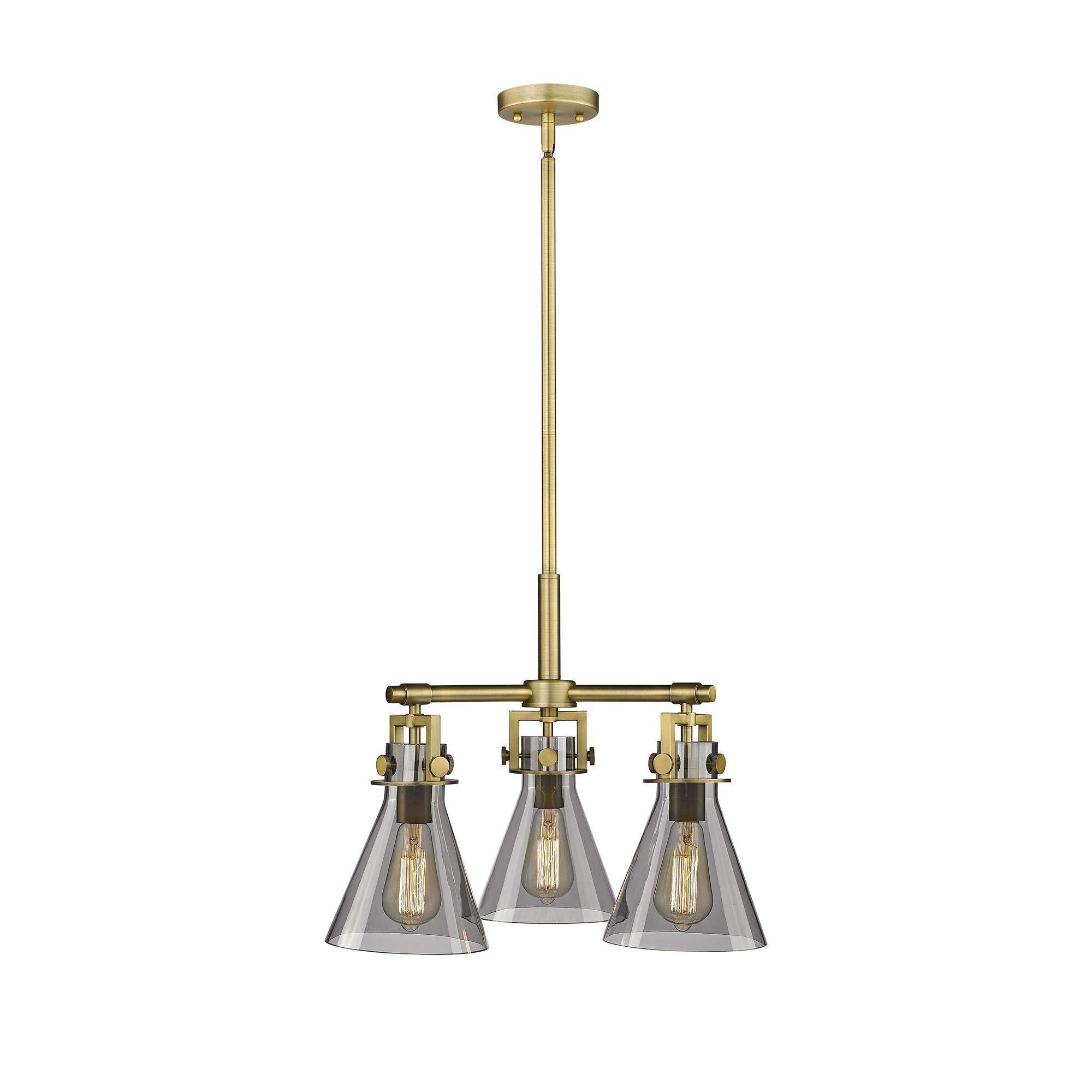 Shown in Brushed Brass finish and Plated Smoke glass