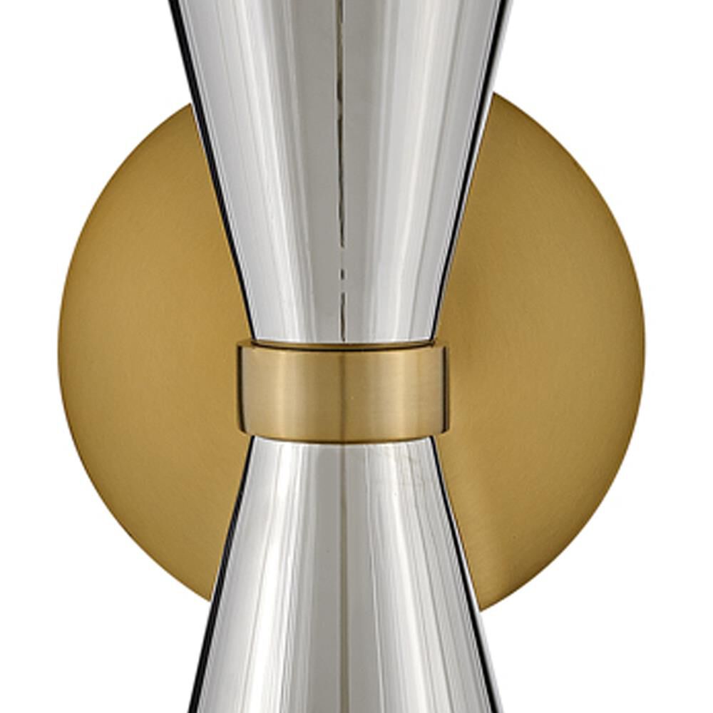 Shown in Polished Nickel finish and Cased Opal White glass and Lacquered Brass accent