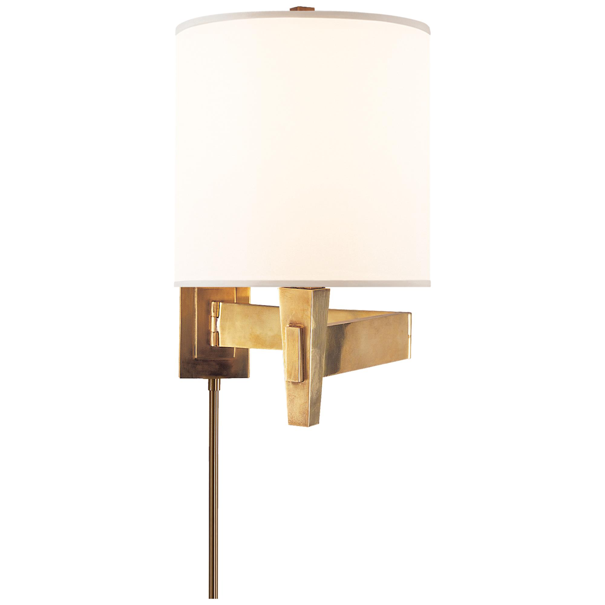 Shown in Hand-Rubbed Antique Brass finish and Silk shade