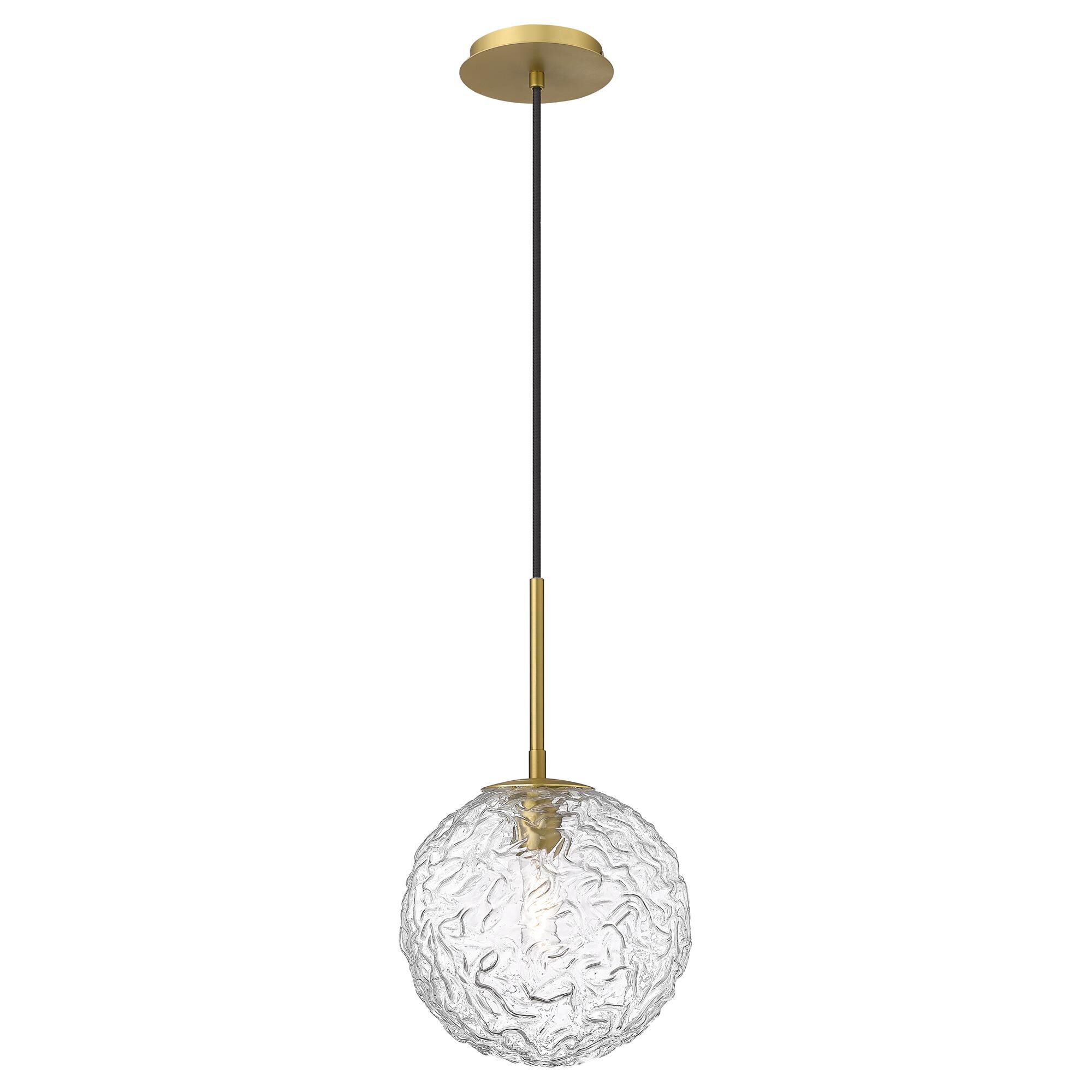 Shown in Brushed Brass finish and Clear shade