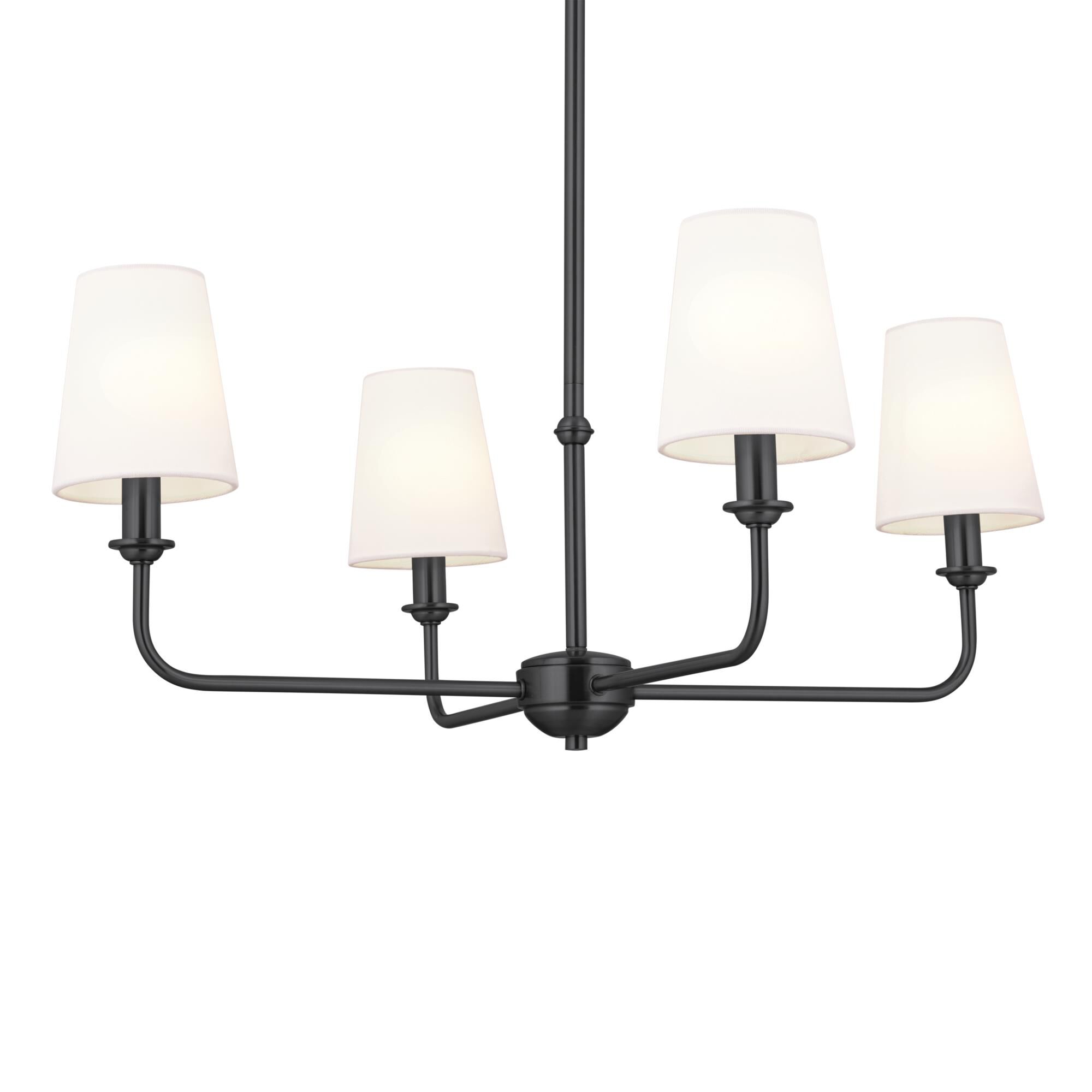 Shown in Black finish and Fabric and Bell shade