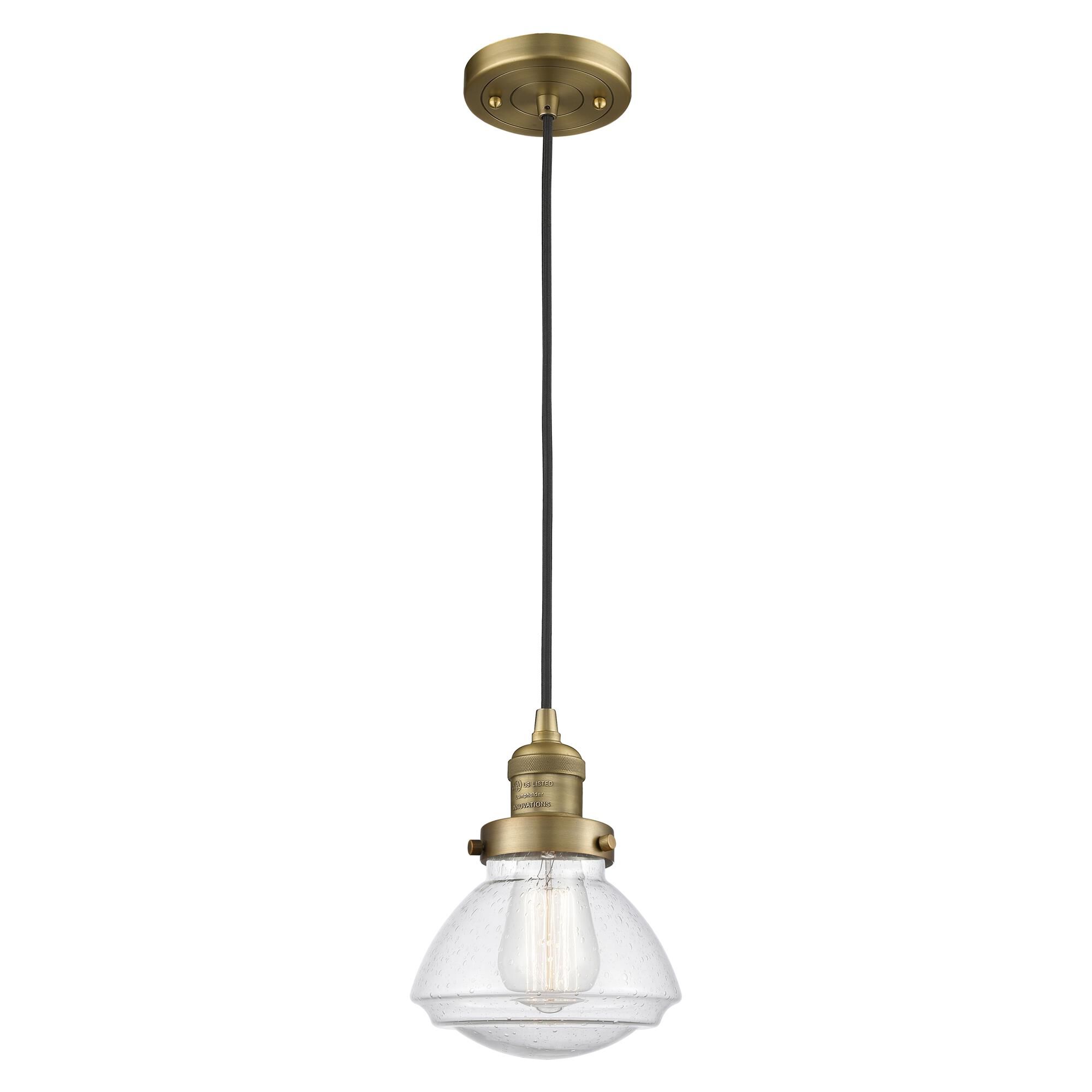 Shown in Brushed Brass finish and Bell glass and Glass shade