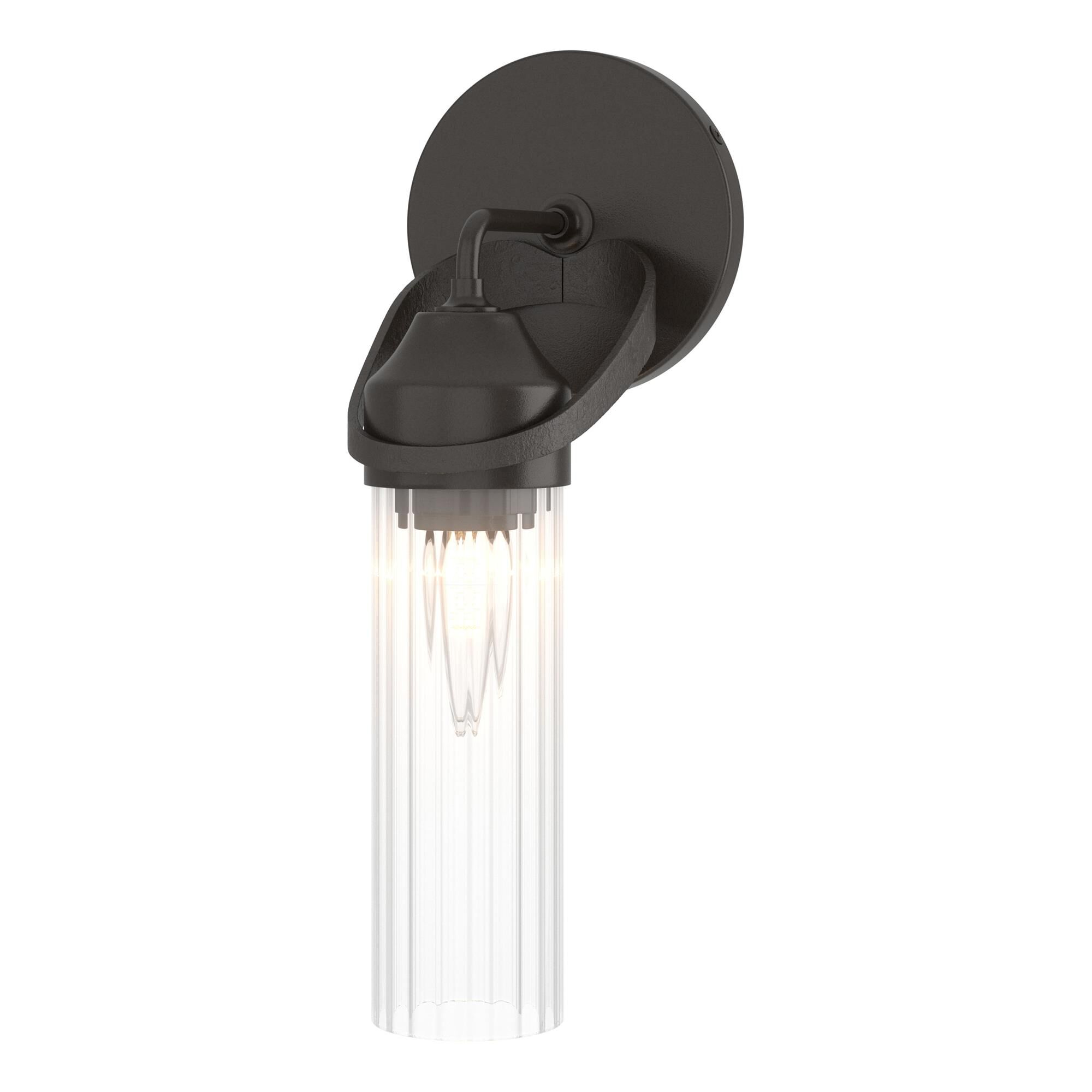 Shown in Oil Rubbed Bronze finish and Clear Fluted glass