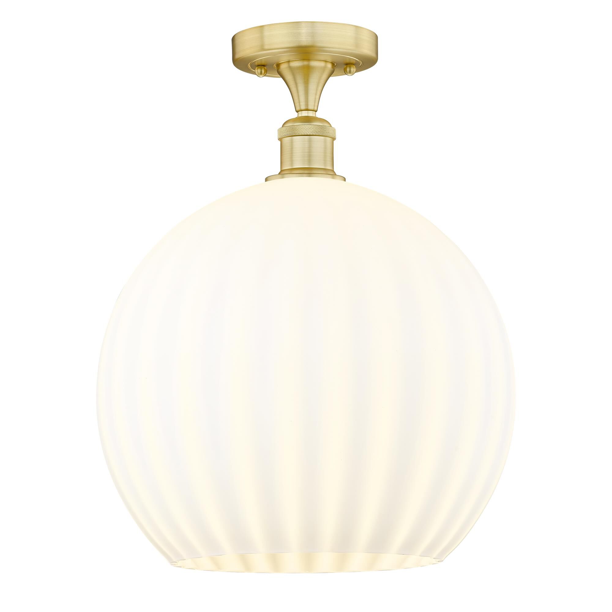 Shown in Satin Gold finish and White Venetian glass