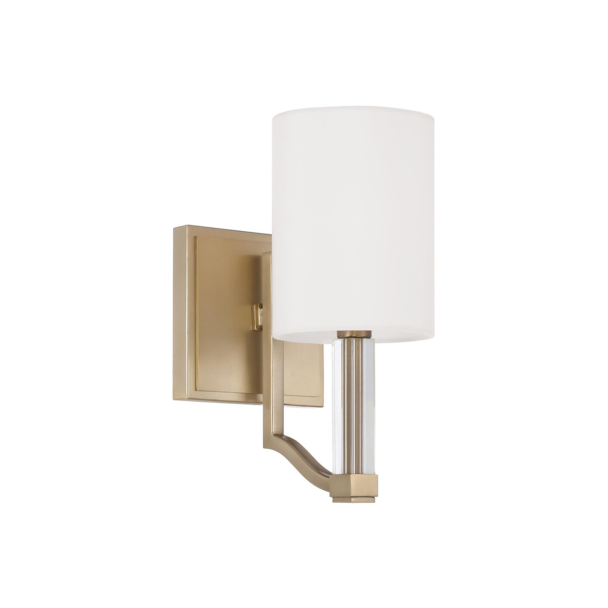 Shown in Matte Brass finish and White Fabric shade