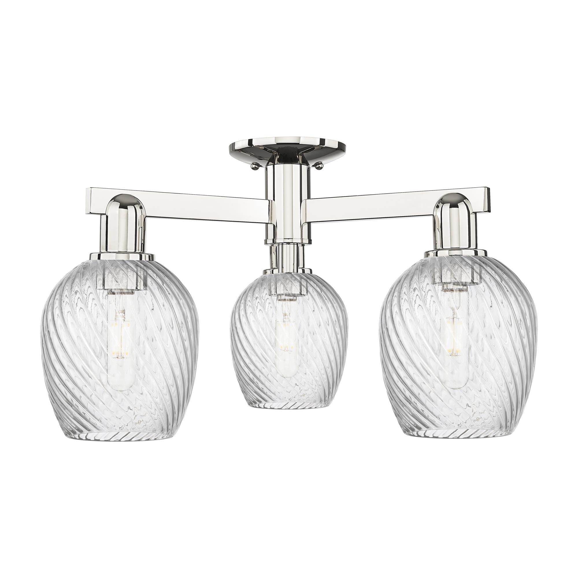 Shown in Polished Nickel finish and Clear Spiral Fluted glass