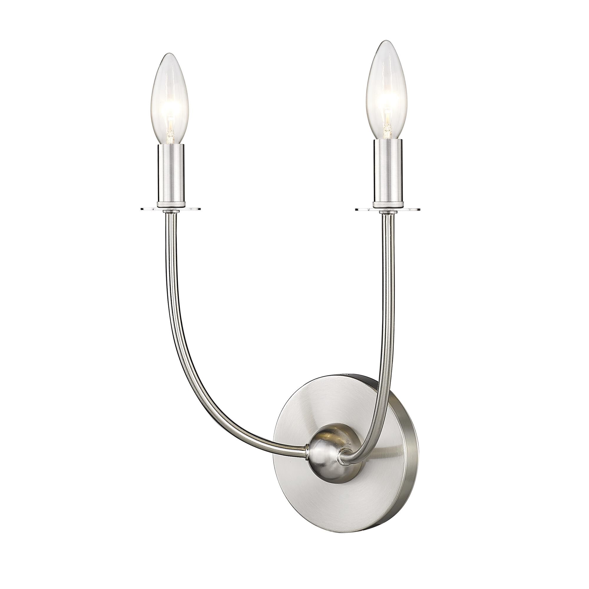 Shown in Brushed Nickel finish and White glass