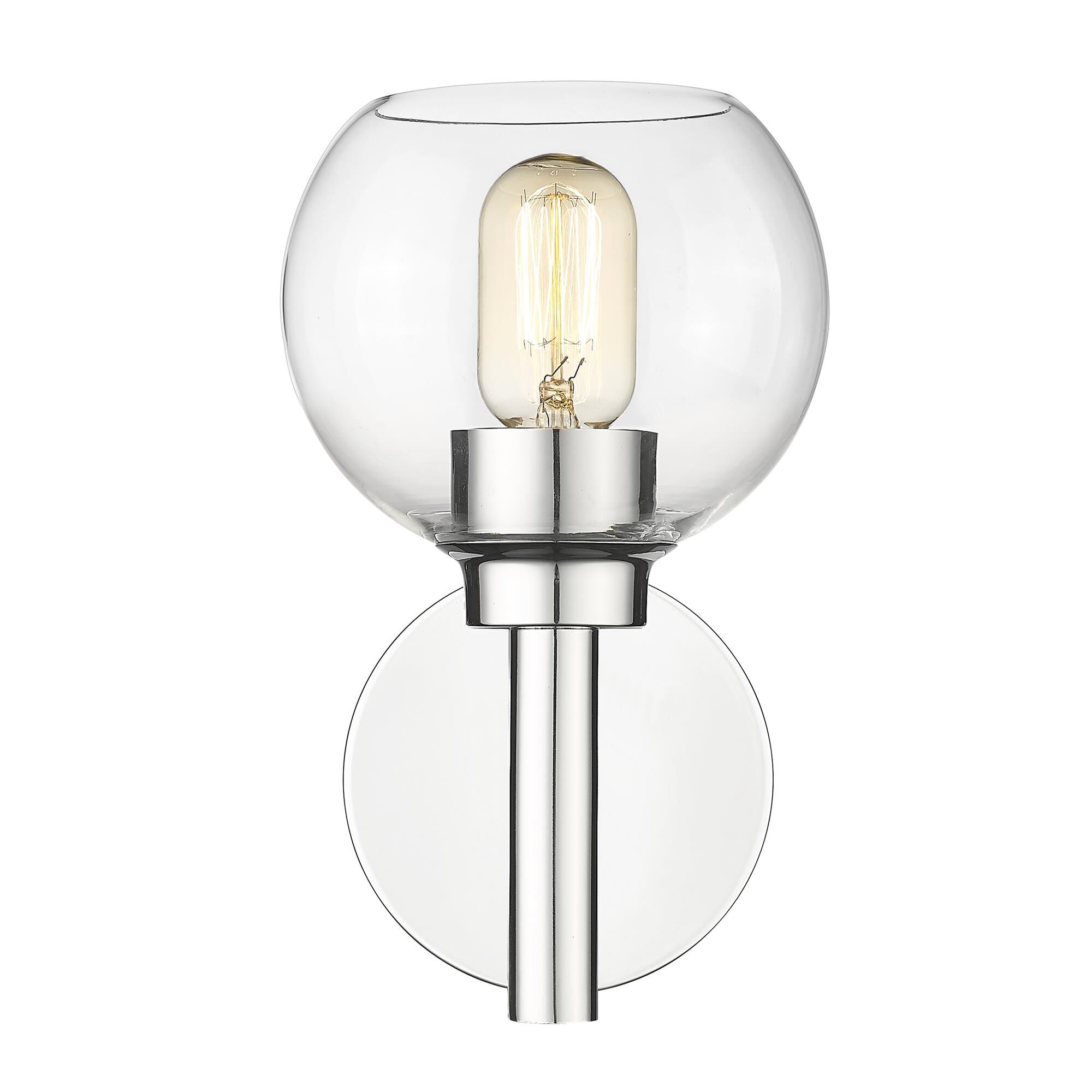 Shown in Chrome finish and Clear glass