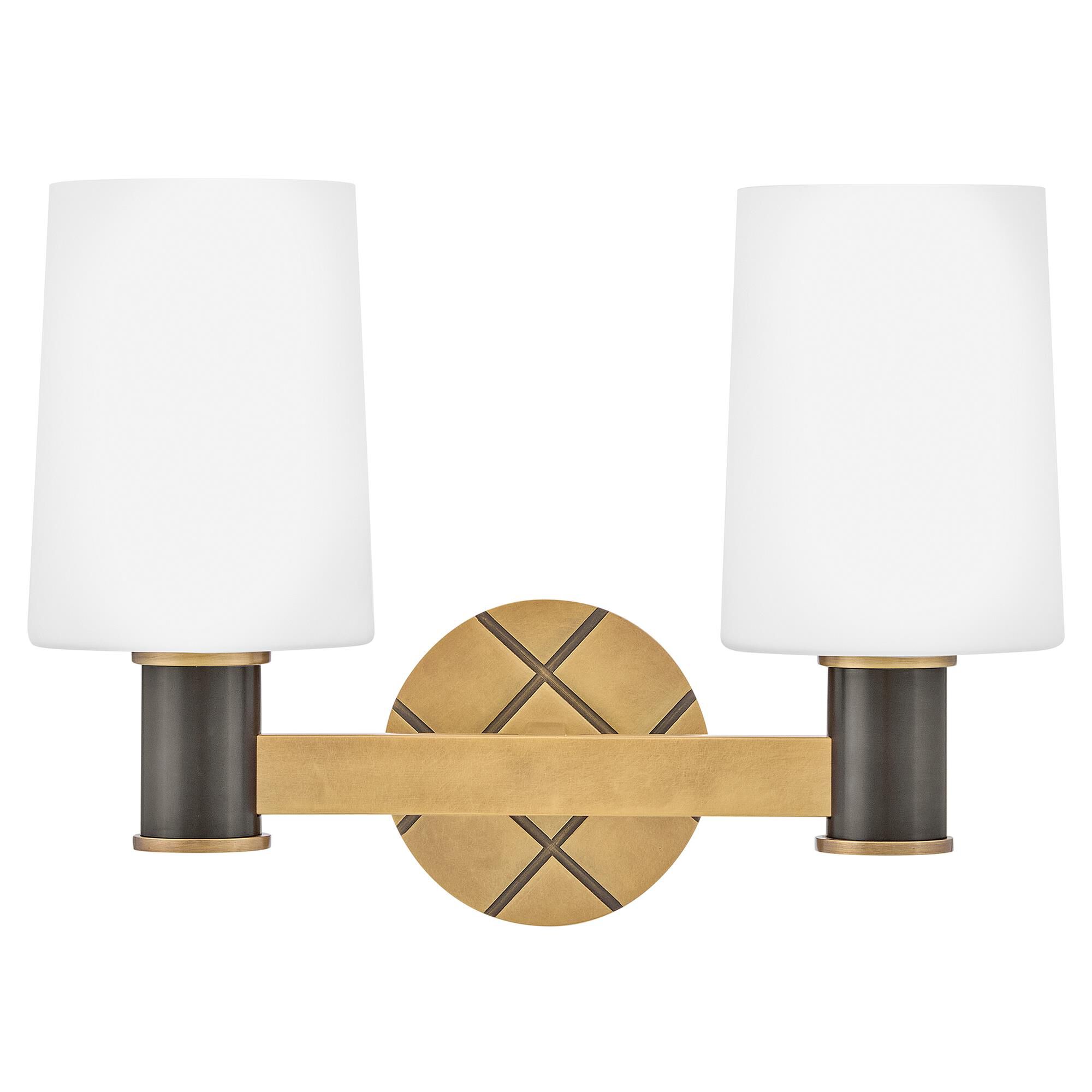 Shown in Heritage Brass finish and Etched Opal glass and Black Oxide accent