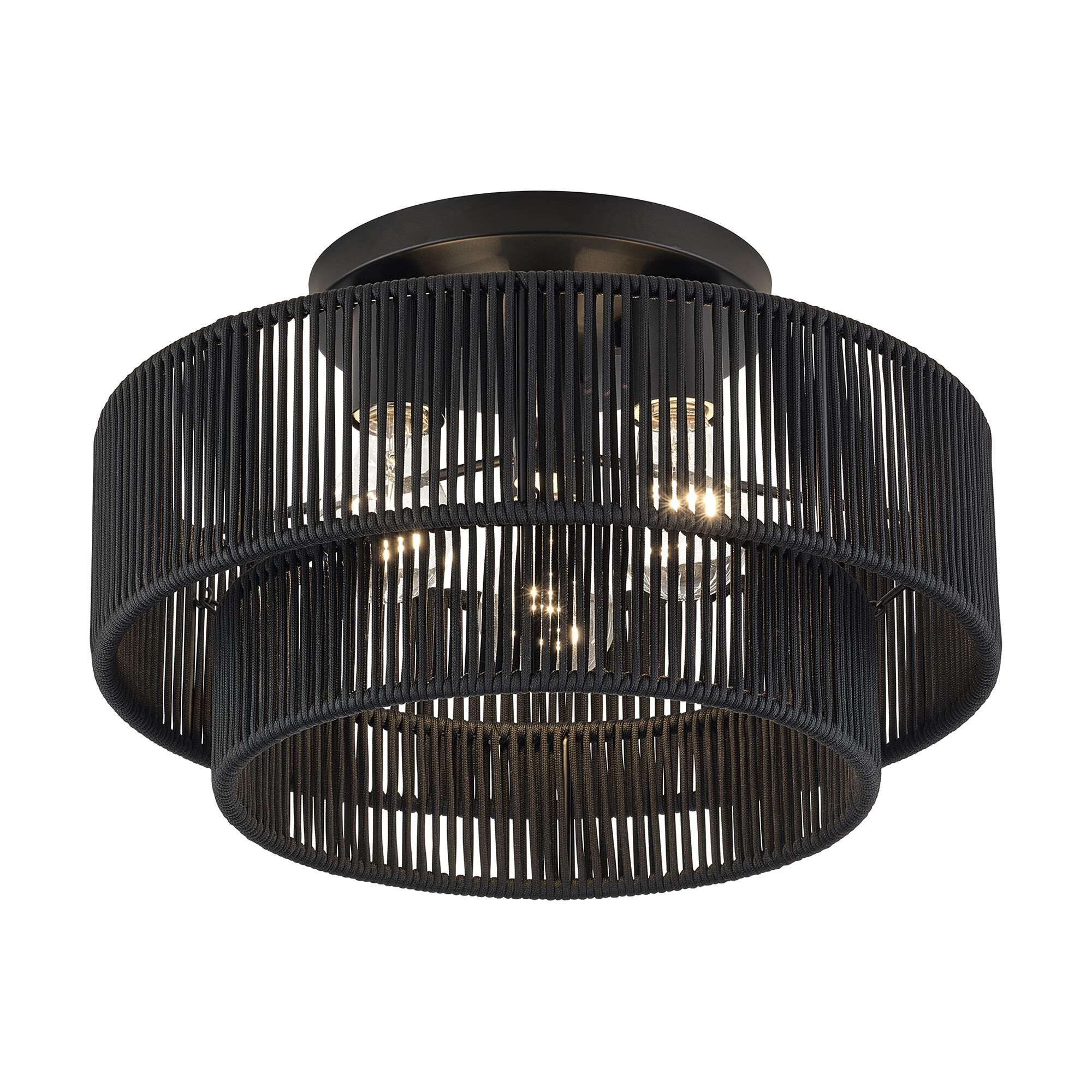 Shown in Black finish and Hand-Woven Parisian Night Color Polyester Rope shade