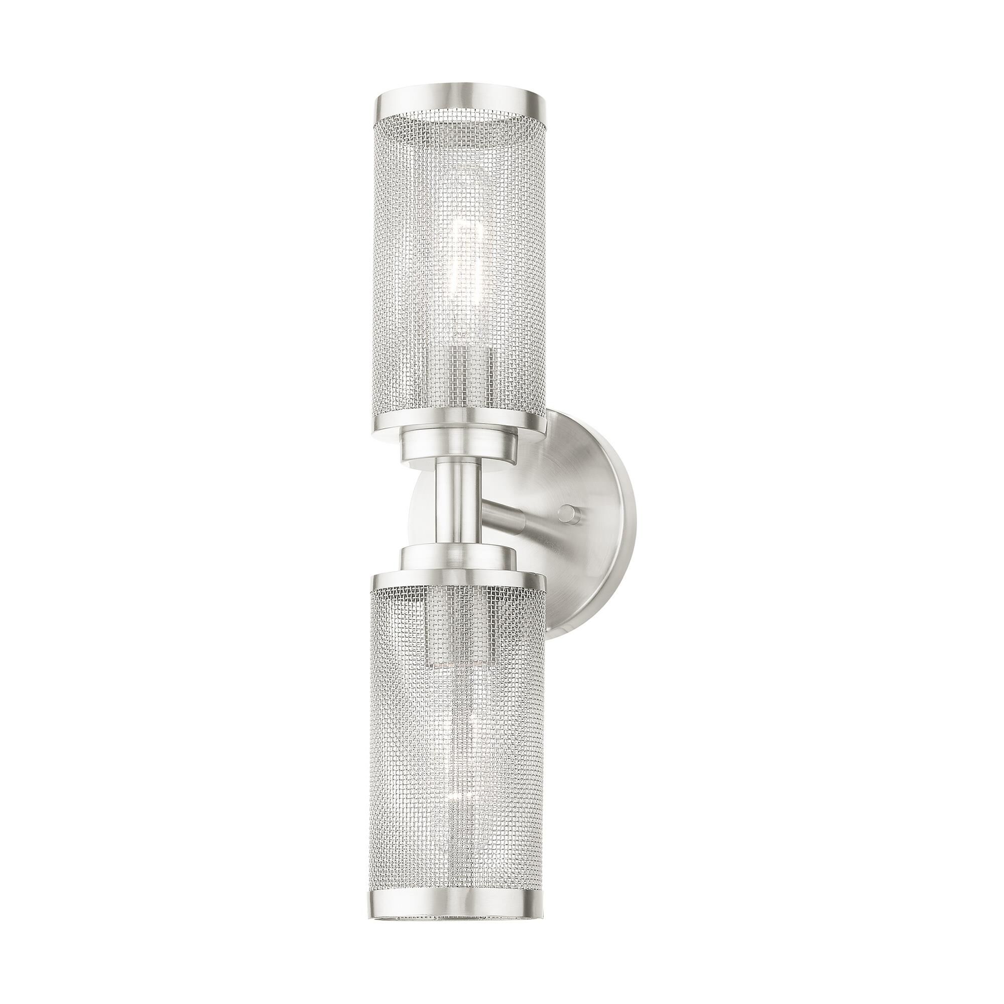 Shown in Brushed Nickel finish and Brushed Nickel Stainless Steel Mesh Shade glass and Brushed Nickel Stainless Steel Mesh shade