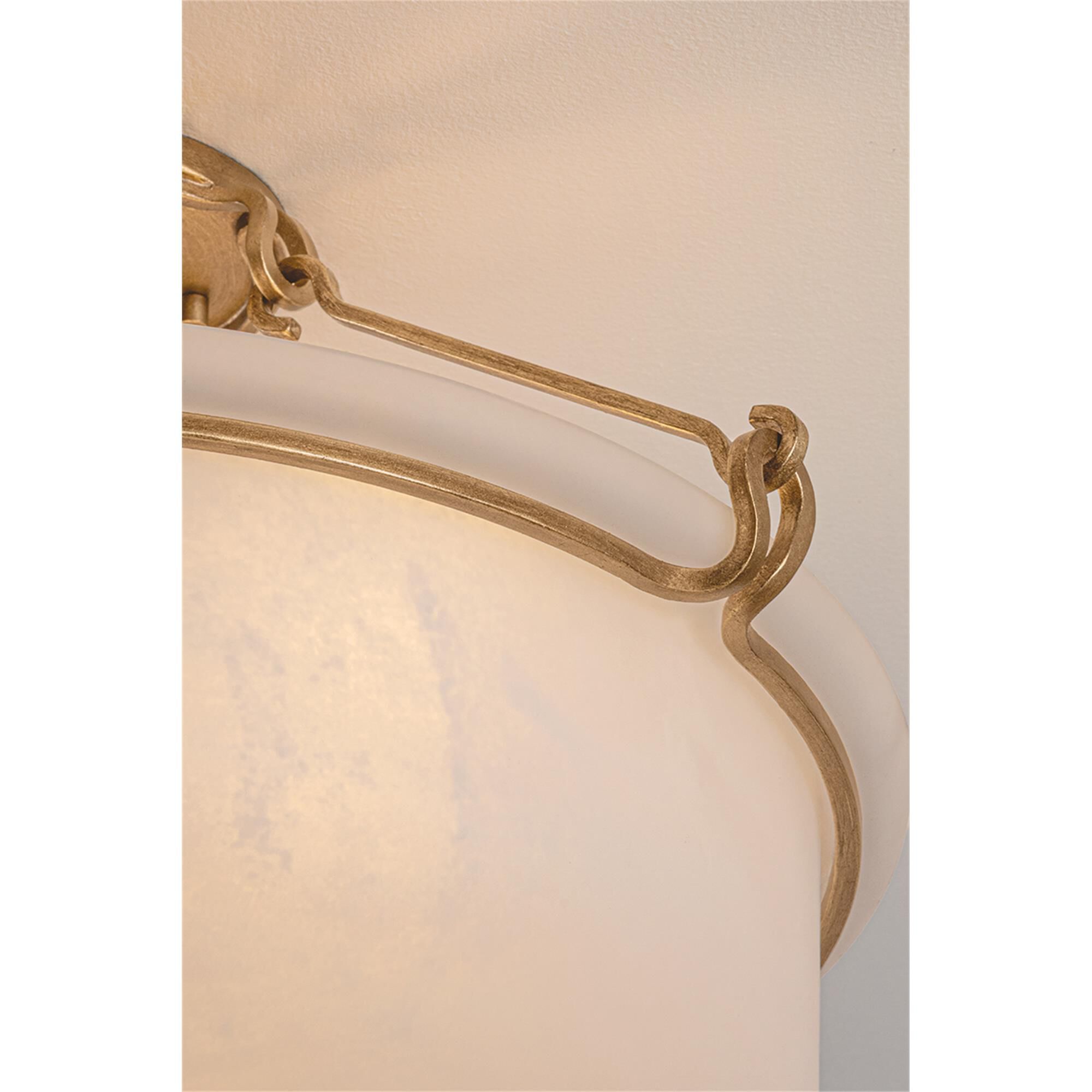 Shown in Patina Gold Leaf finish and Matte Cloud glass