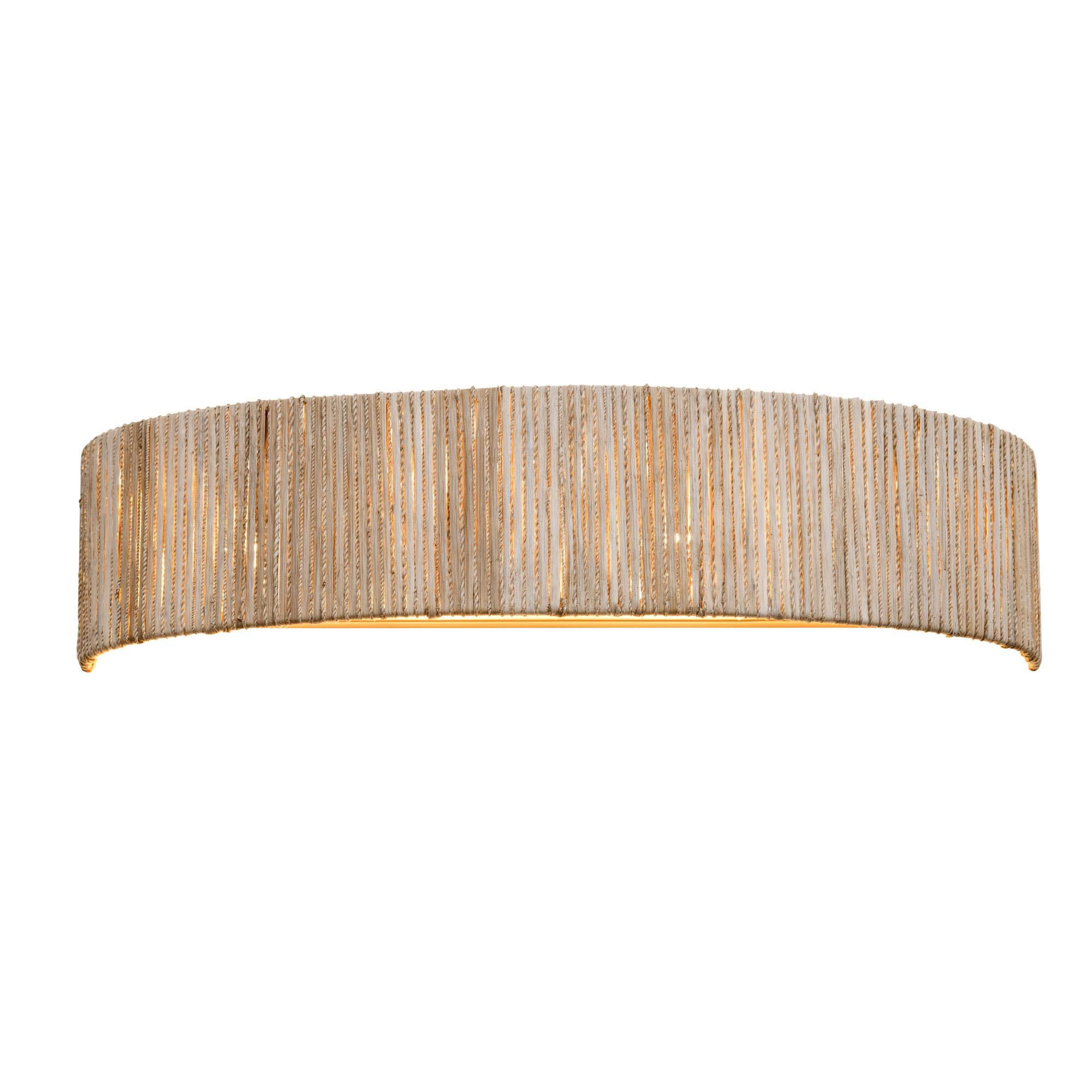 Shown in French Gold finish and Natural Rattan And Abaca Rope shade