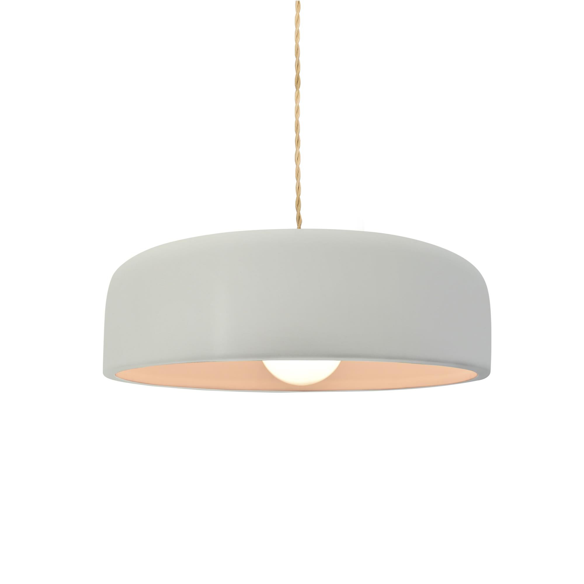 Shown in Brushed Nickel finish and Matte White shade