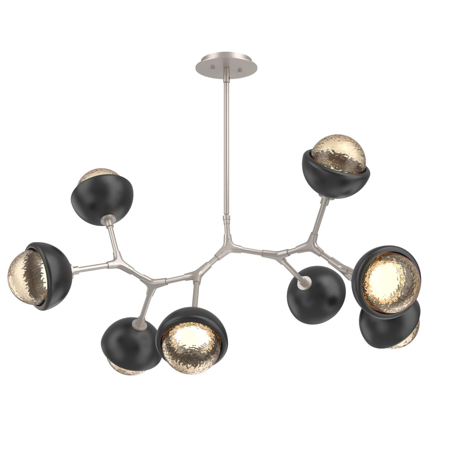 Shown in Beige Silver finish and Amber glass and Matte Black accent