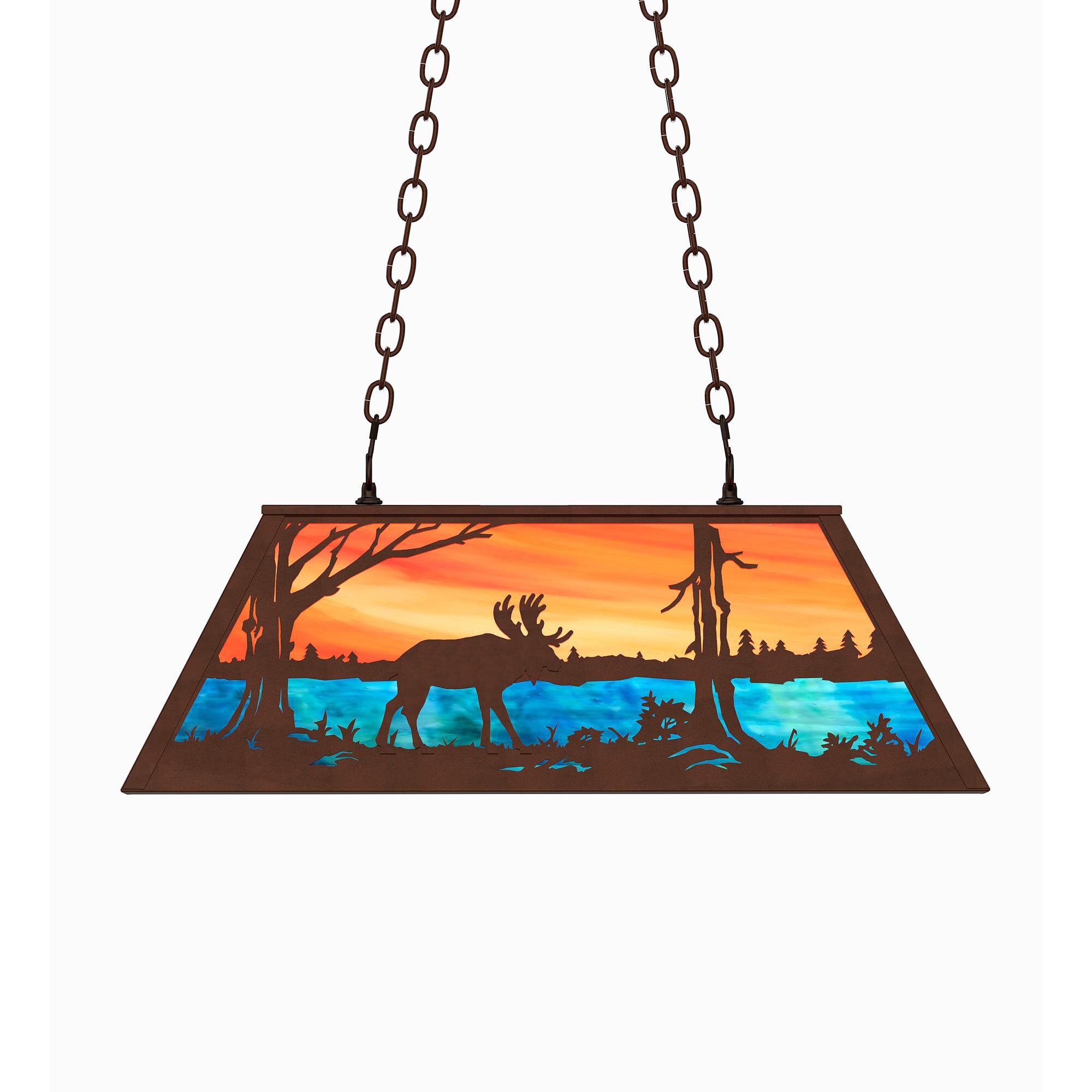 Moose At Lake 33 Inch 6 Light Linear Suspension Light by Meyda Lighting