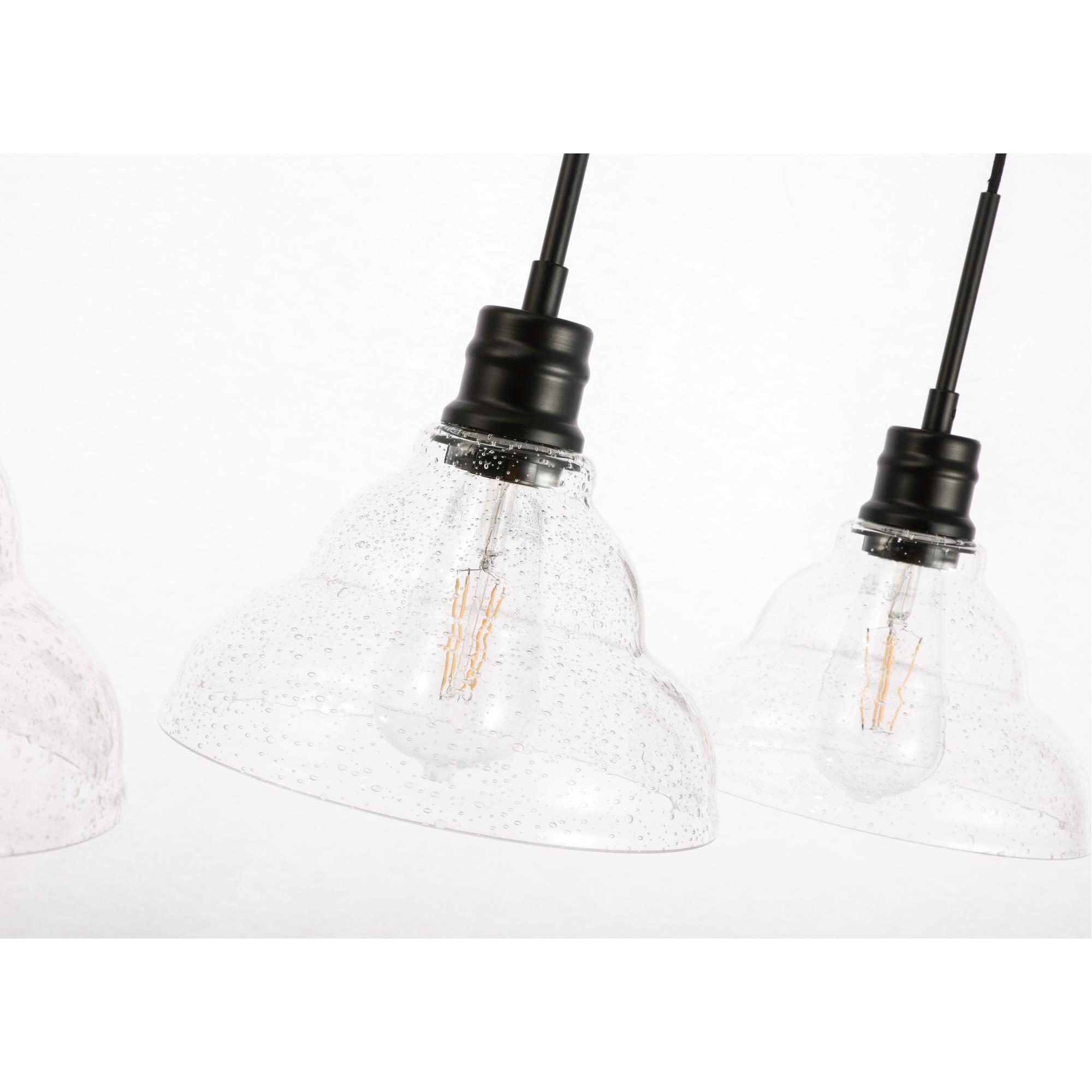 Shown in Black finish and Clear Bubble  glass