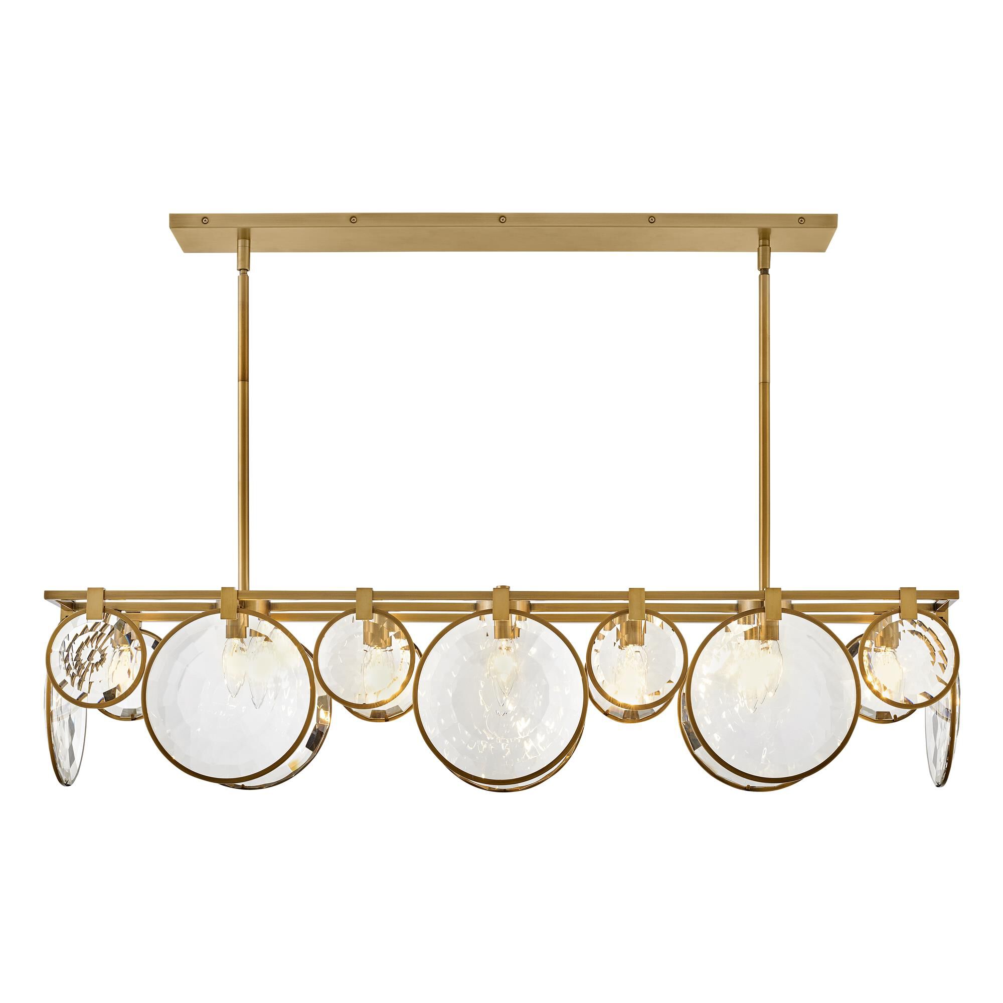 Shown in Heritage Brass finish and Optic Crystal glass