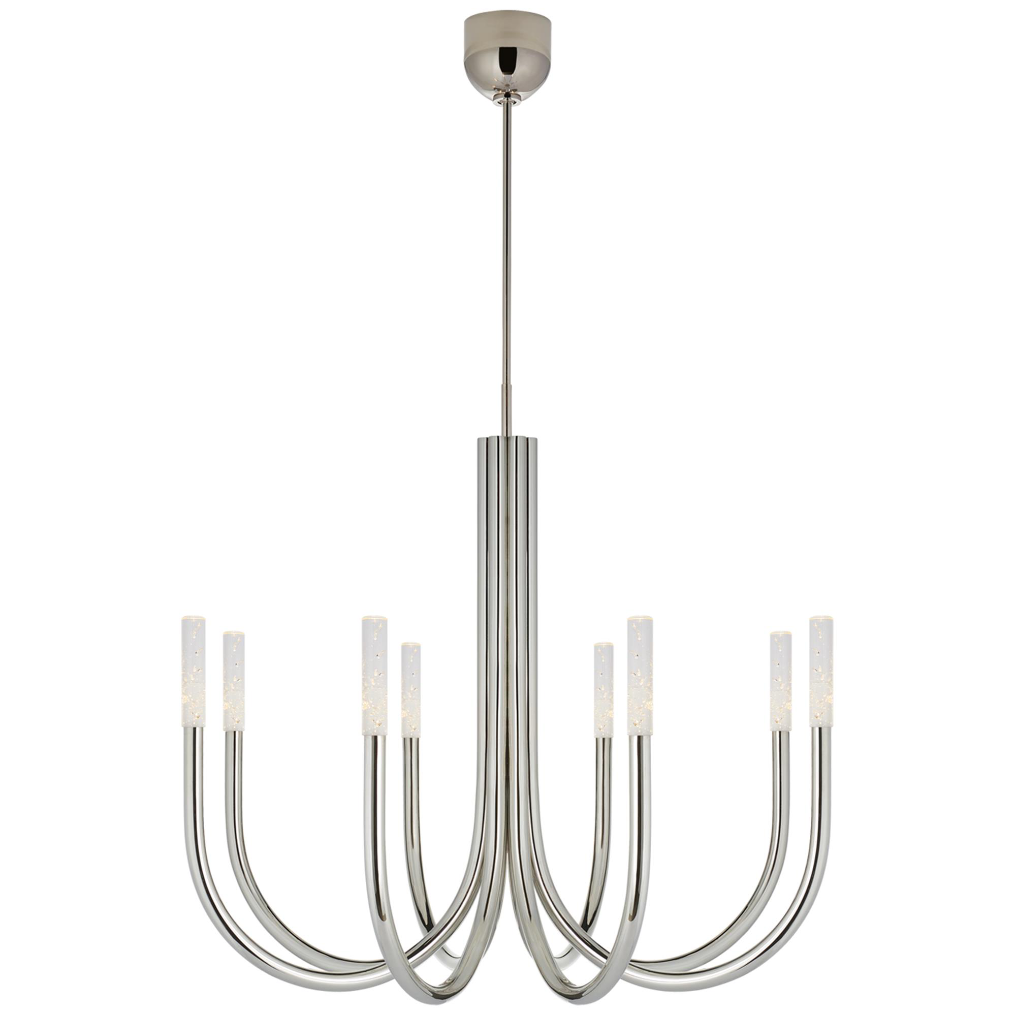 Shown in Polished Nickel finish and Seeded glass