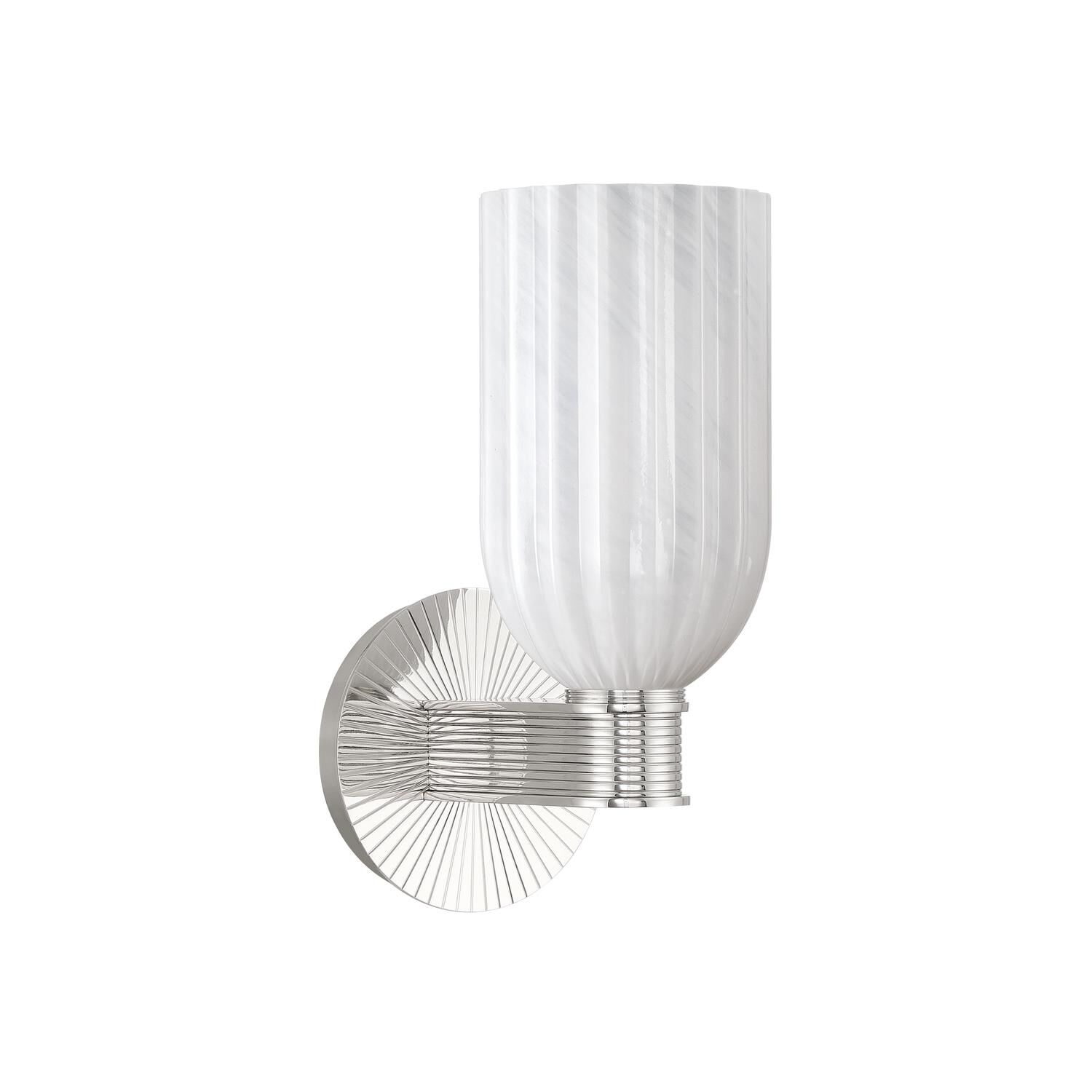 Shown in Polished Nickel finish and Strie glass and Strie Glass shade