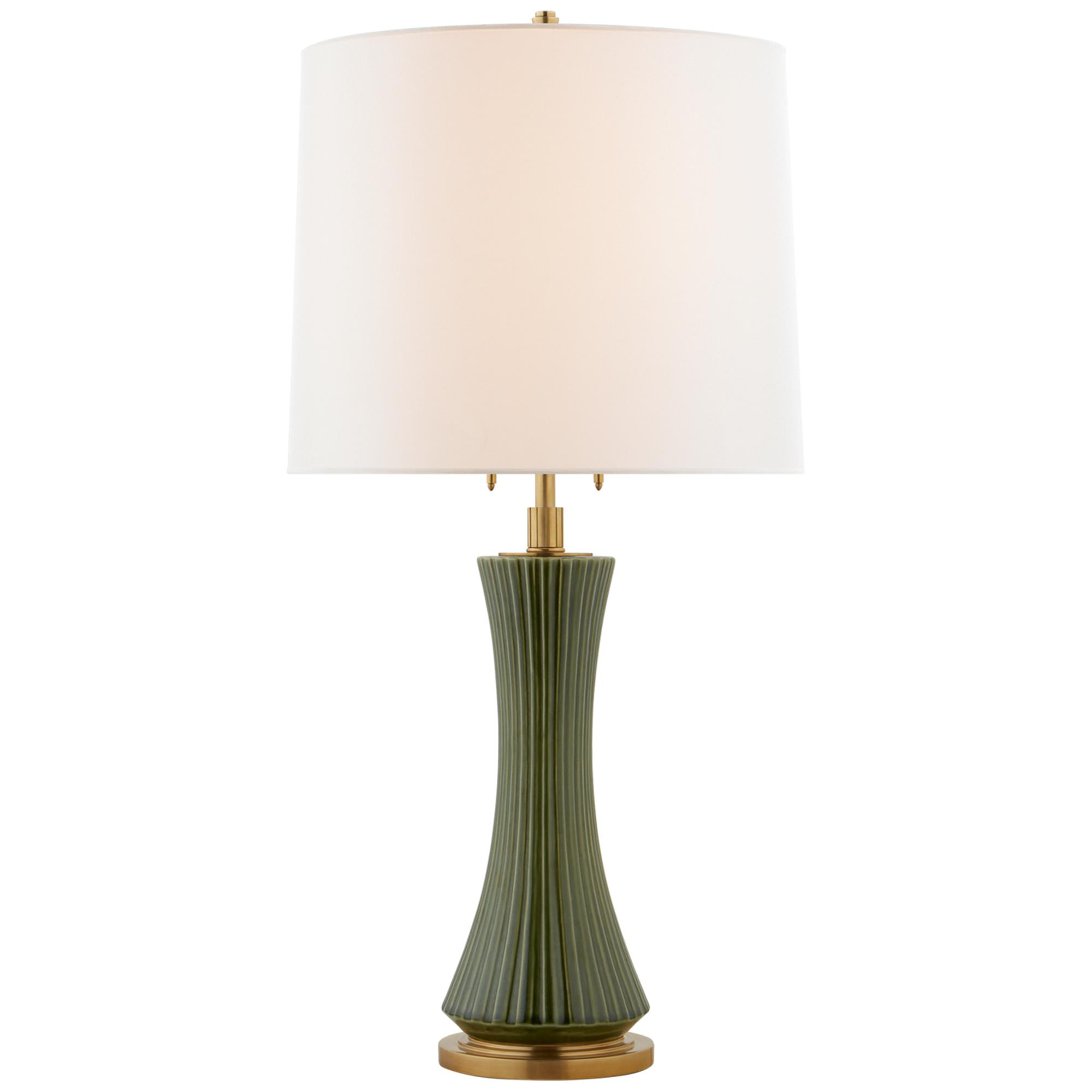 Shown in Emerald Green finish and Linen shade