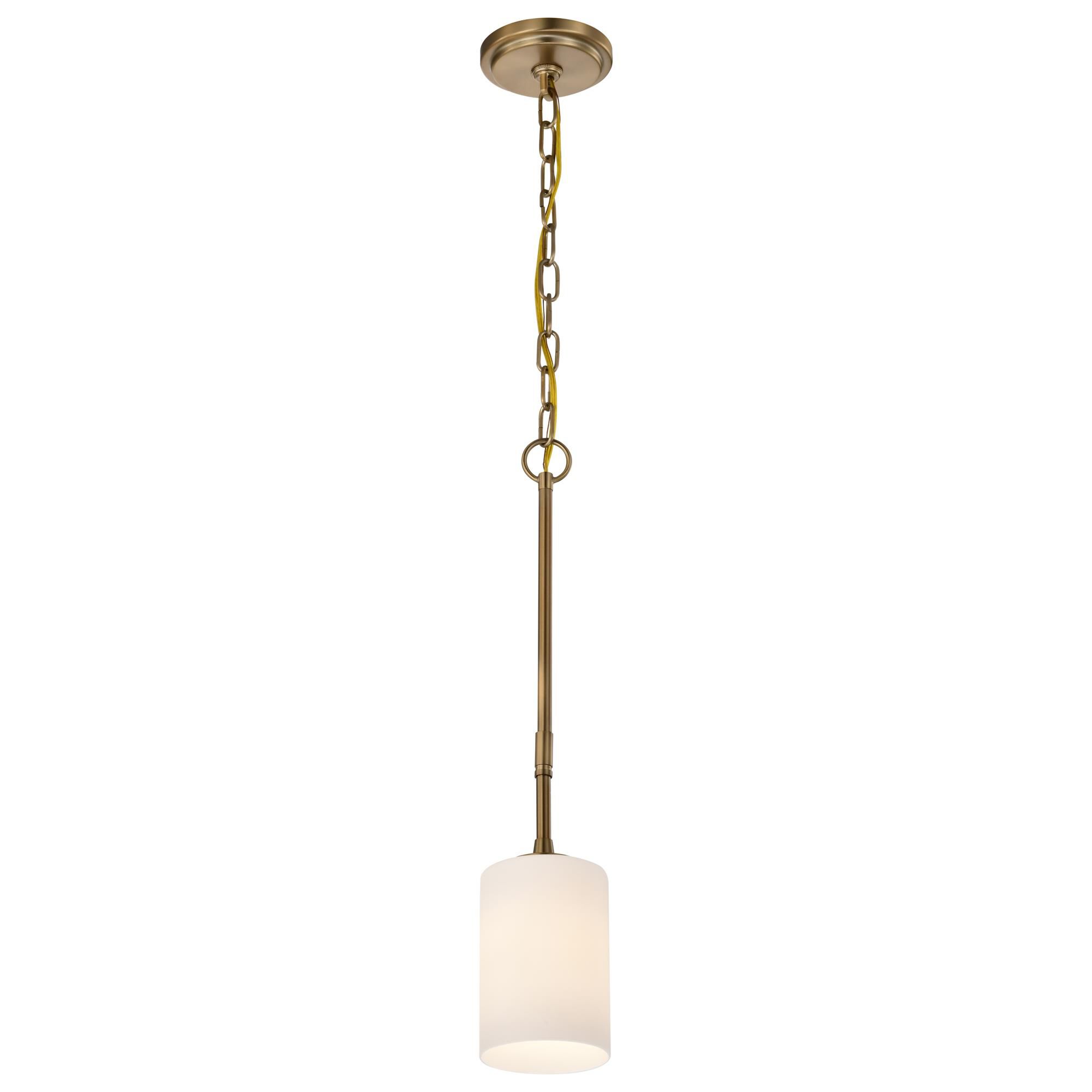 Shown in Burnished Brass finish and White Opal glass