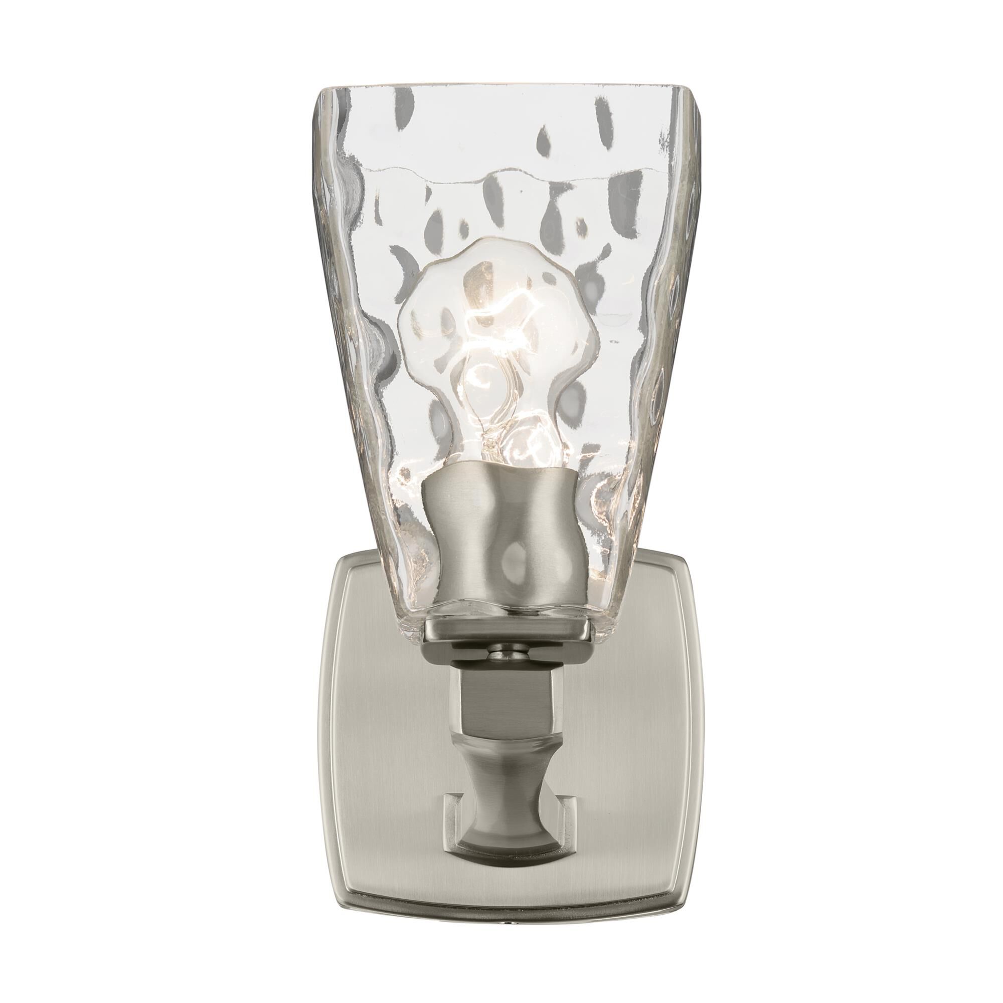 Shown in Brushed Nickel finish and Clear Water glass