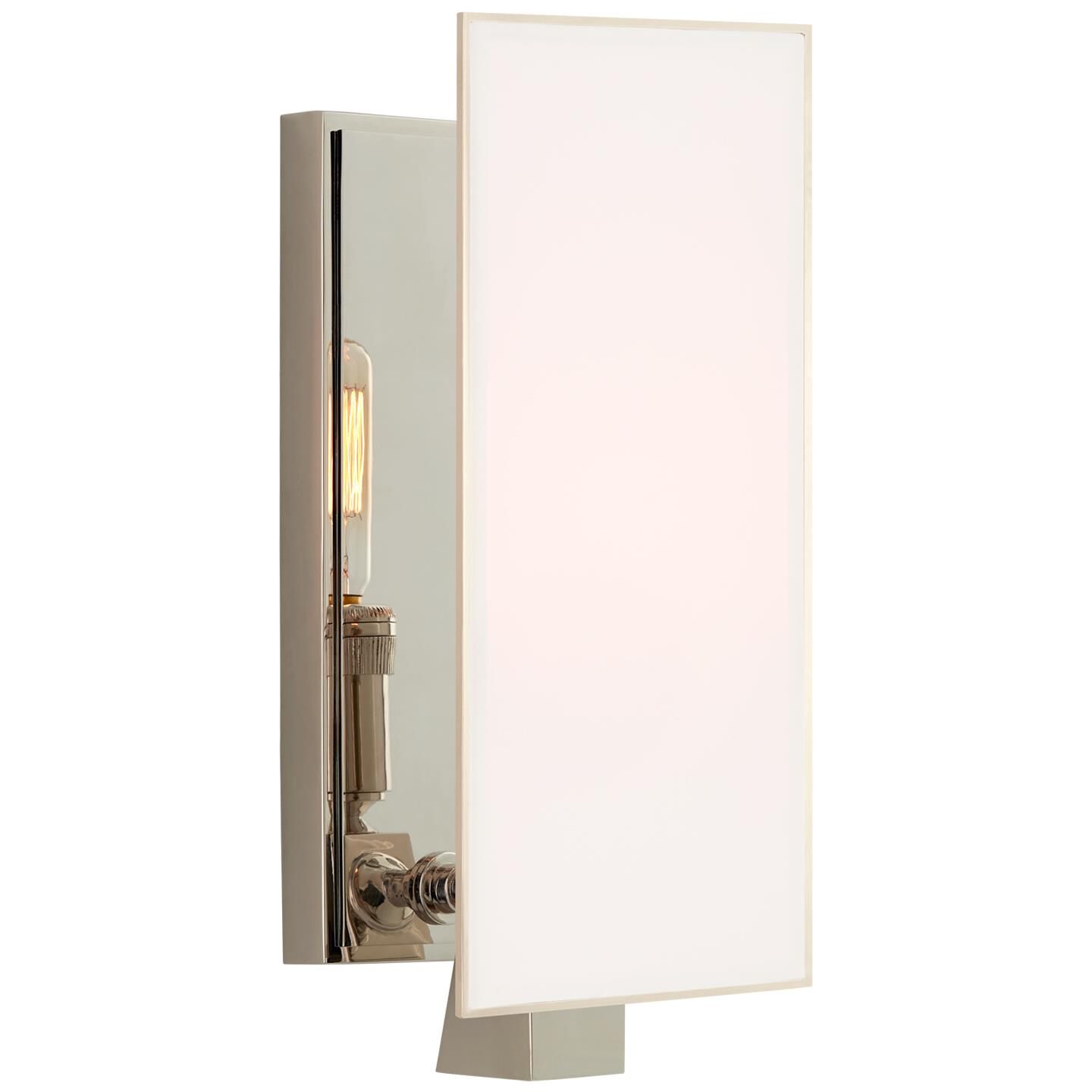 Shown in Polished Nickel finish and White glass and White Glass shade