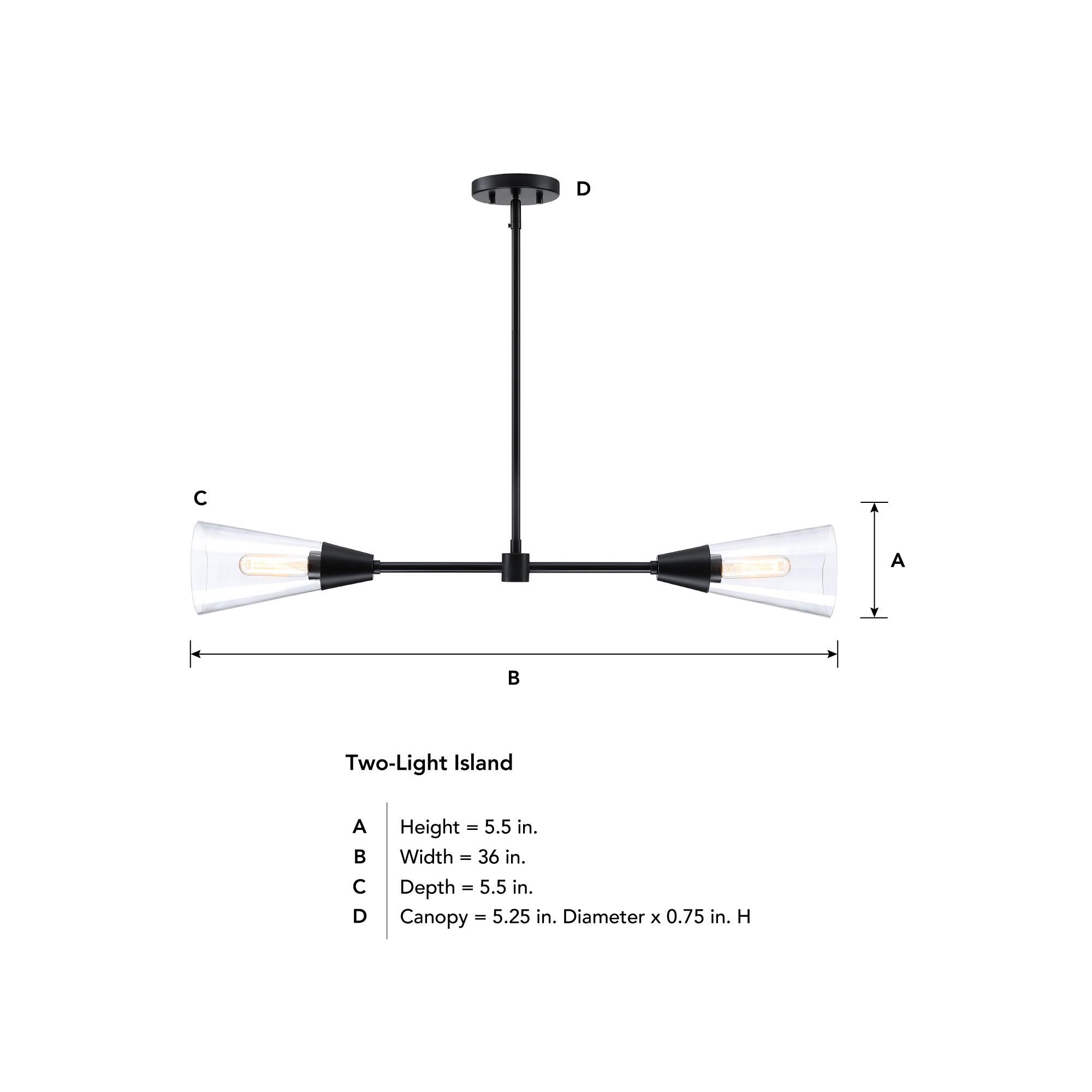 Norro 36 Inch 2 Light Linear Suspension Light by Designers Fountain