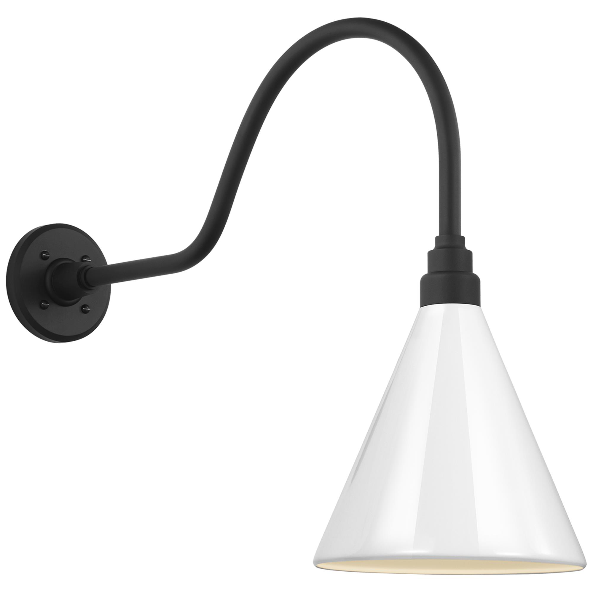 Shown in Matte Black finish and White shade