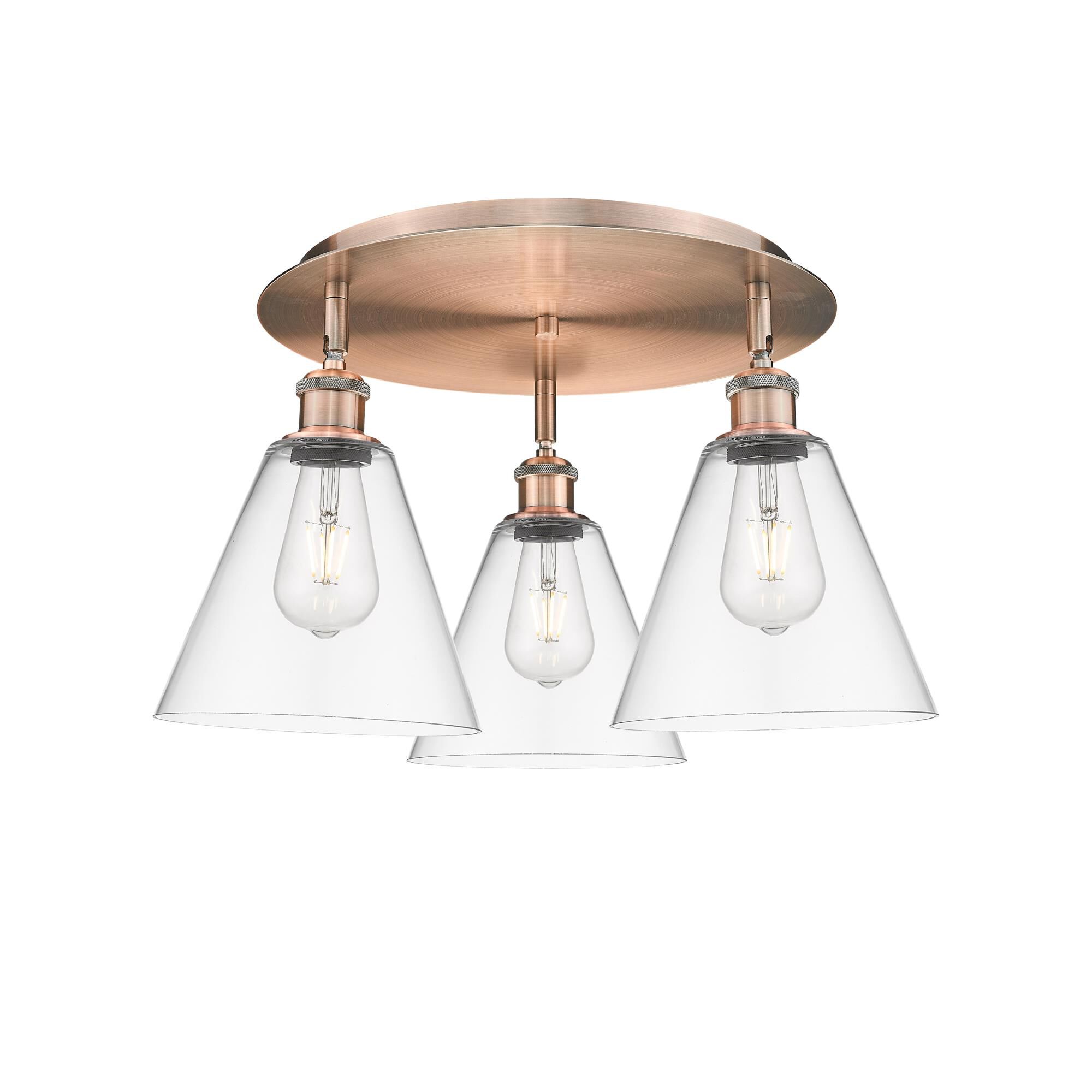 Shown in Antique Copper finish and Clear glass