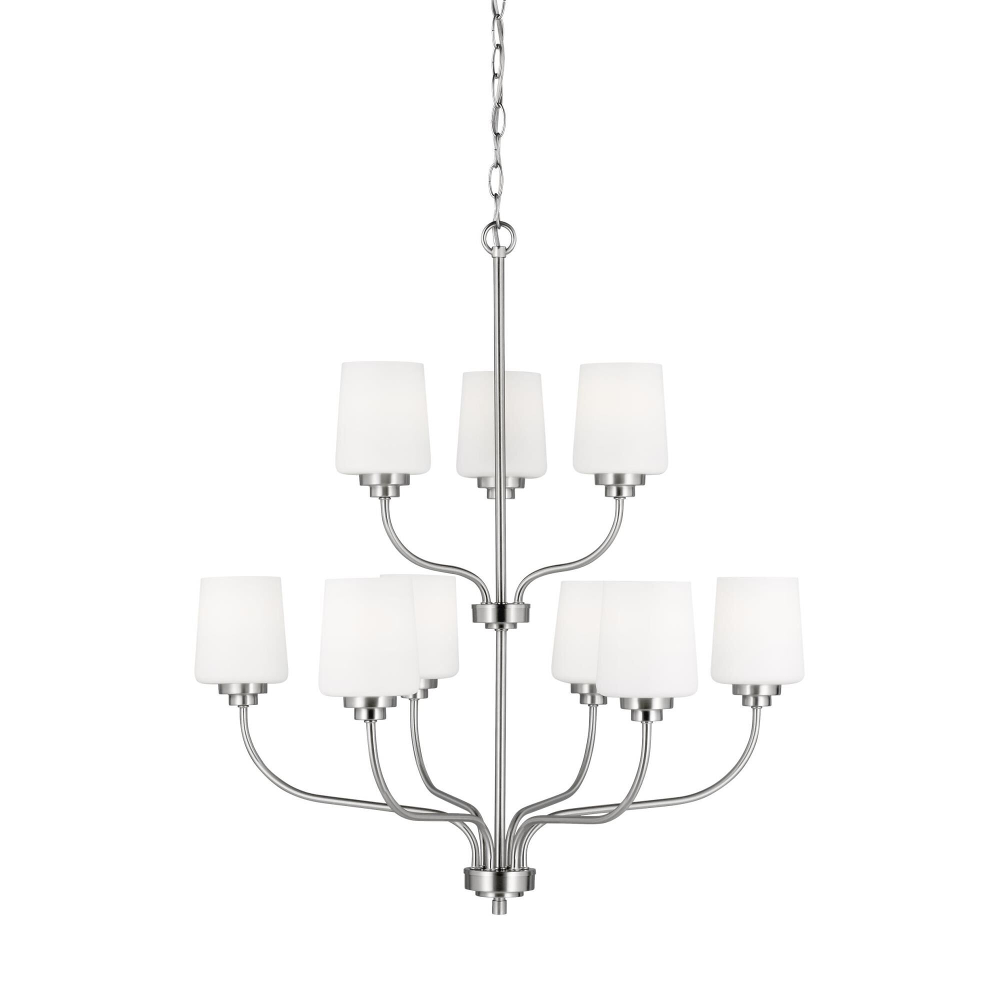 Shown in Brushed Nickel finish and Etched with White Inside glass