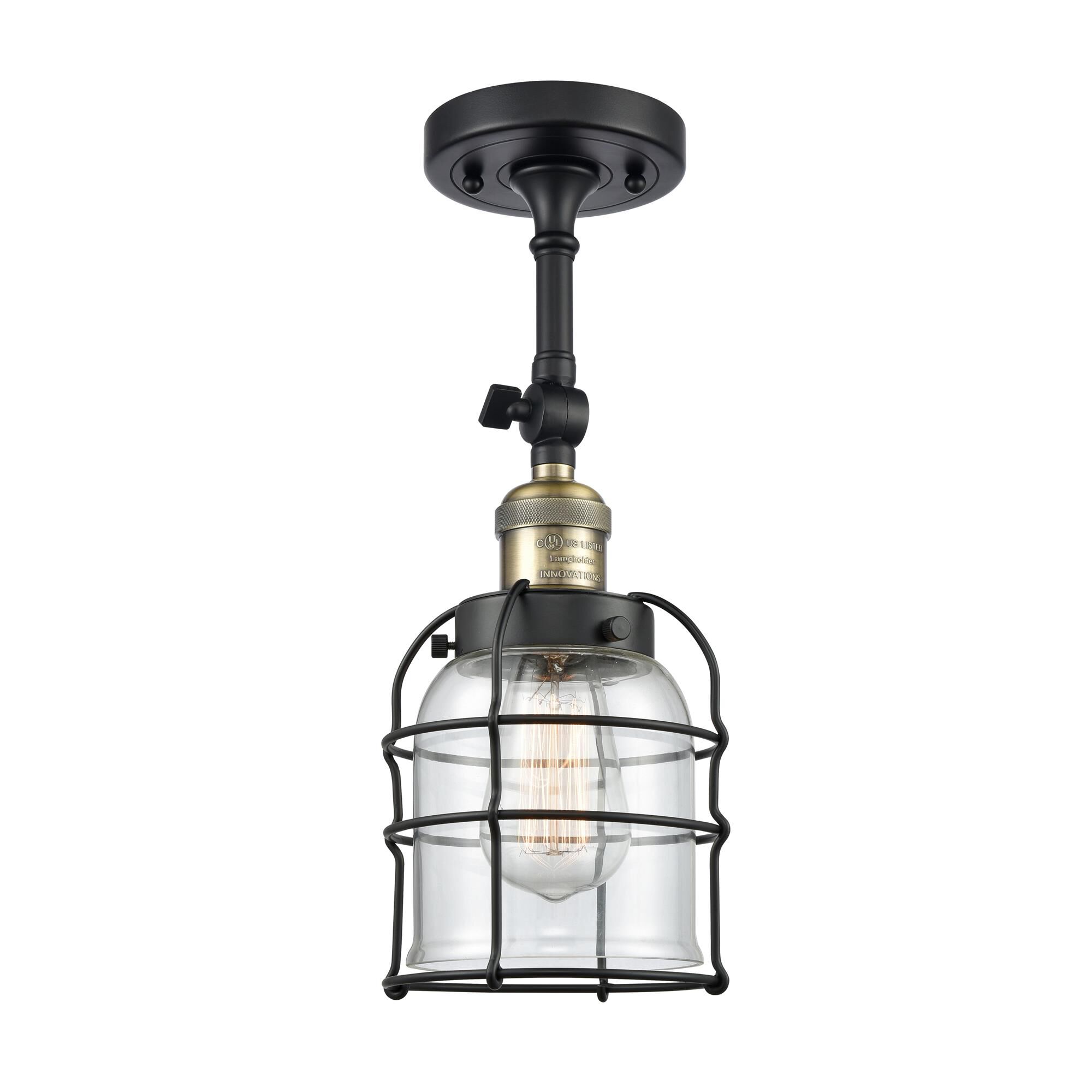 Shown in Black Antique Brass finish and Clear glass
