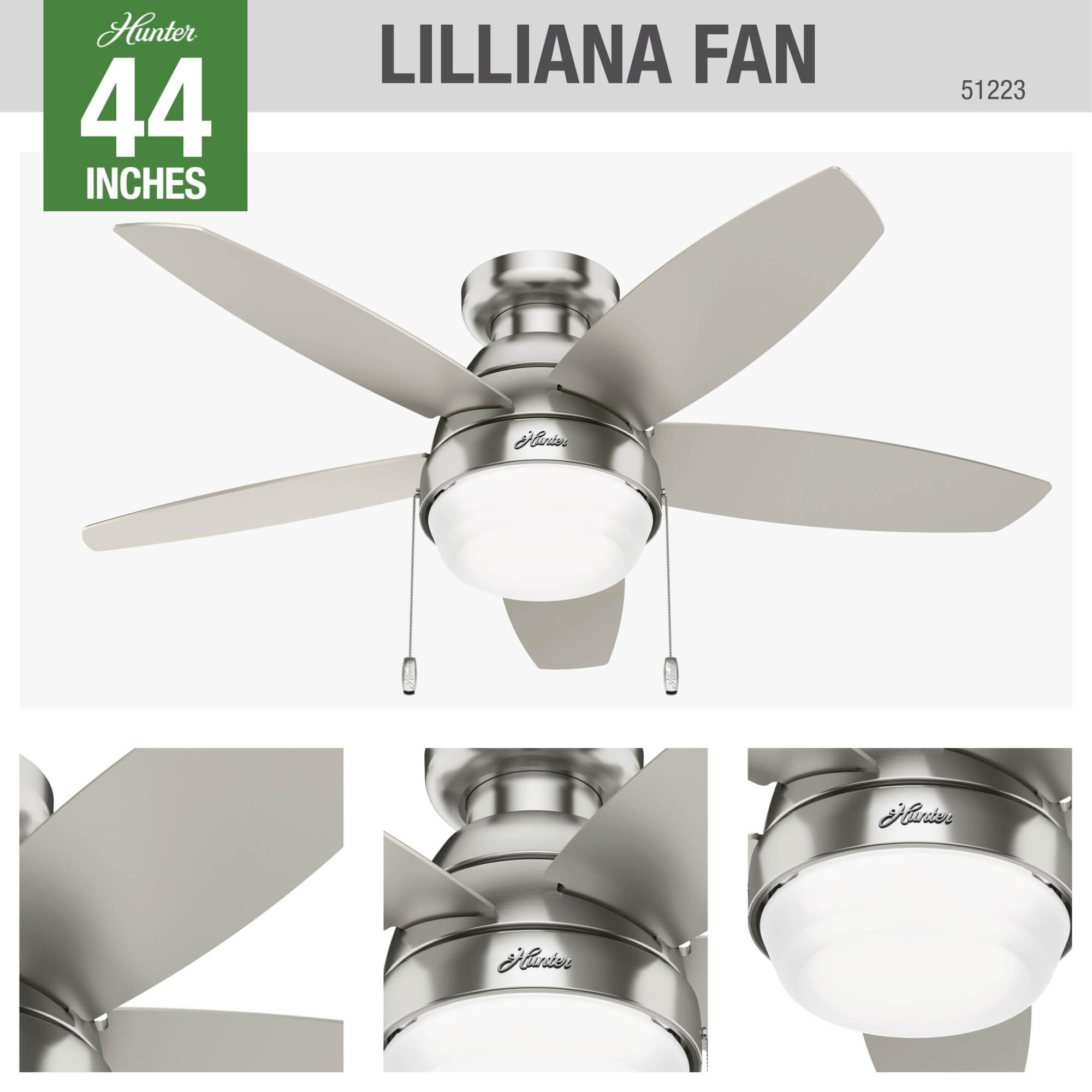 Lilliana 44 Inch Ceiling Fan with Light Kit by Hunter Fan