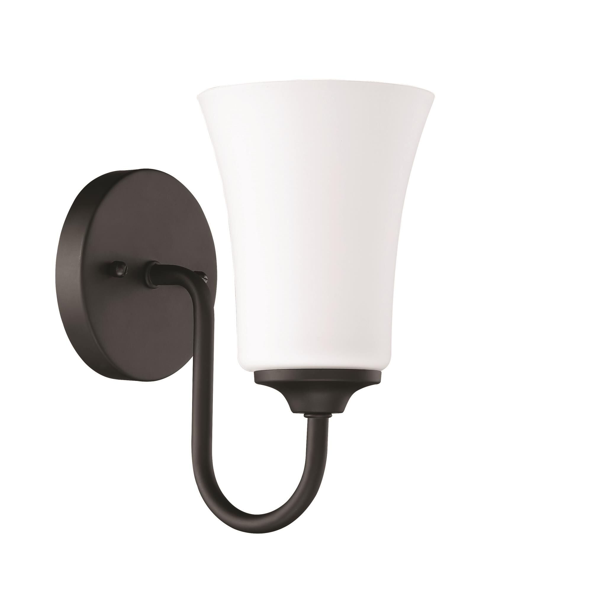 Shown in Flat Black finish and White Frosted glass and Glass shade