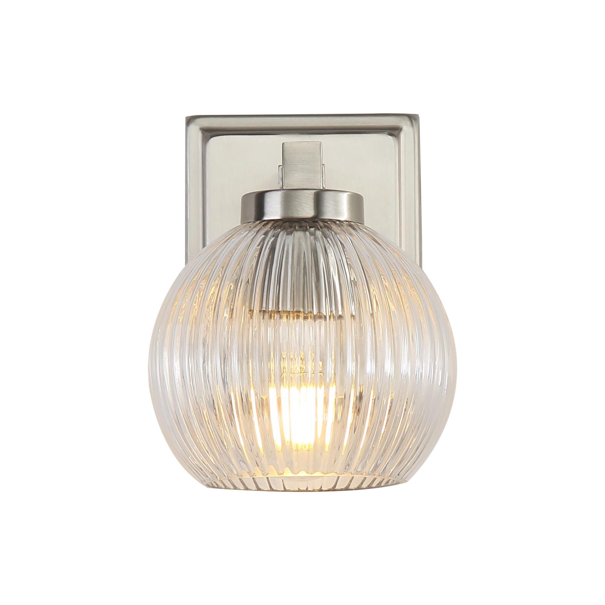 Shown in Pewter finish and Ribbed Clear Glass shade