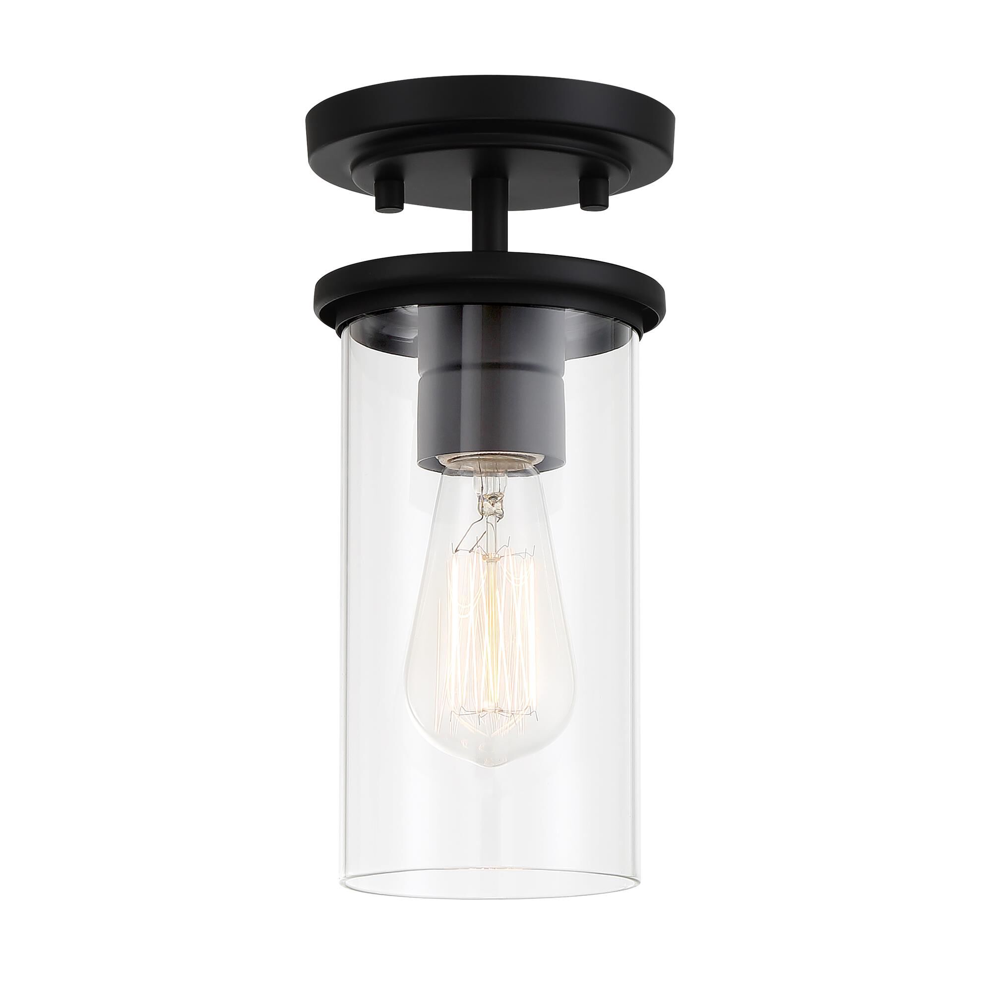 Shown in Coal finish and Clear glass and Glass shade