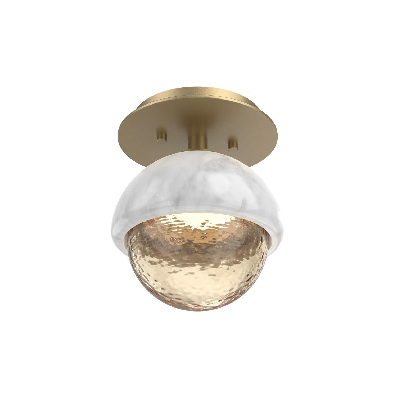 Shown in Gilded Brass finish and Amber glass and White Marble accent
