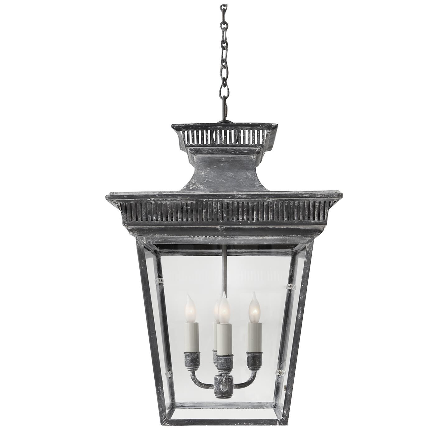 Shown in Weathered Zinc finish and Clear glass