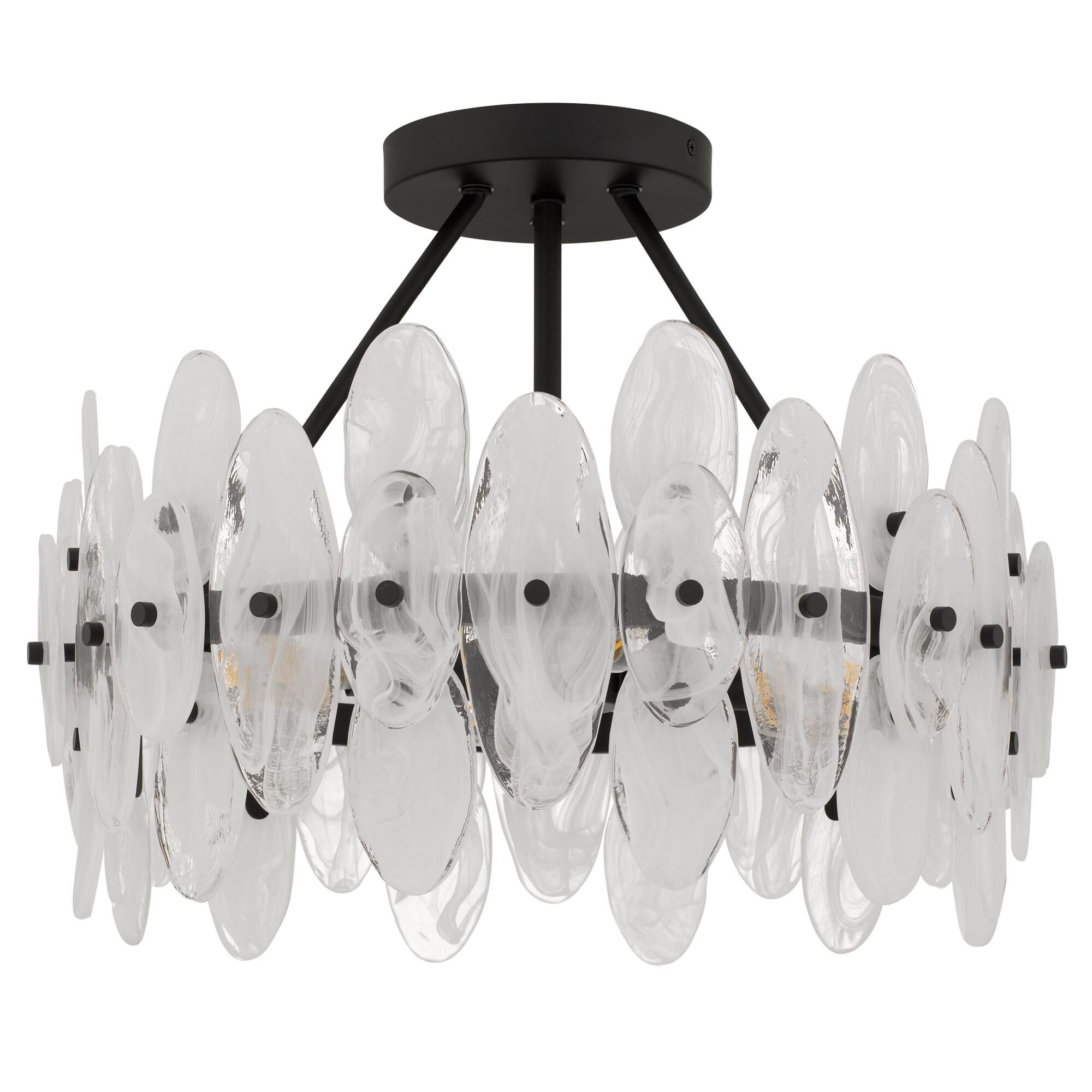 Shown in Matte Black finish and Glass shade